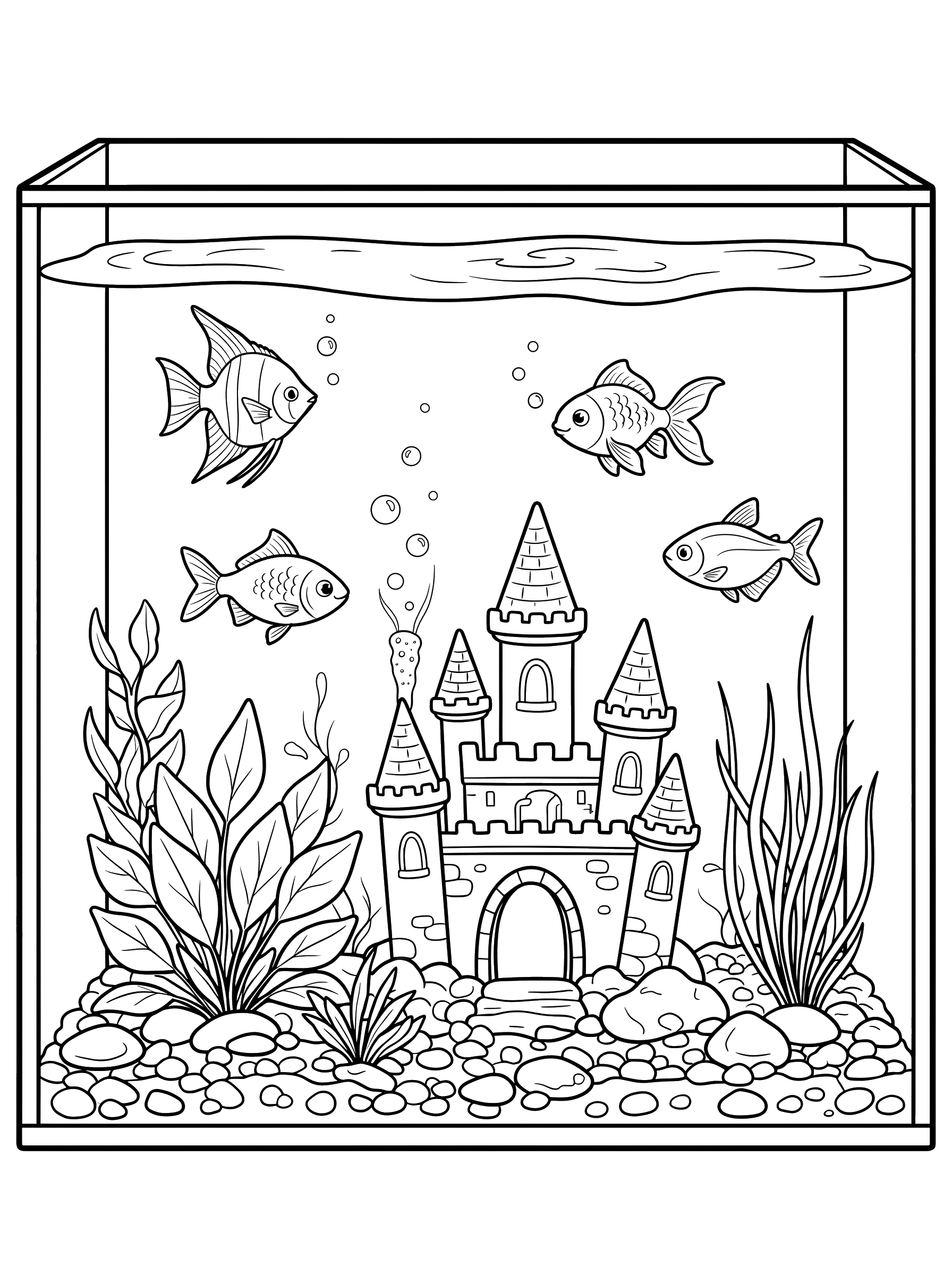 Home Aquarium Friends coloring page