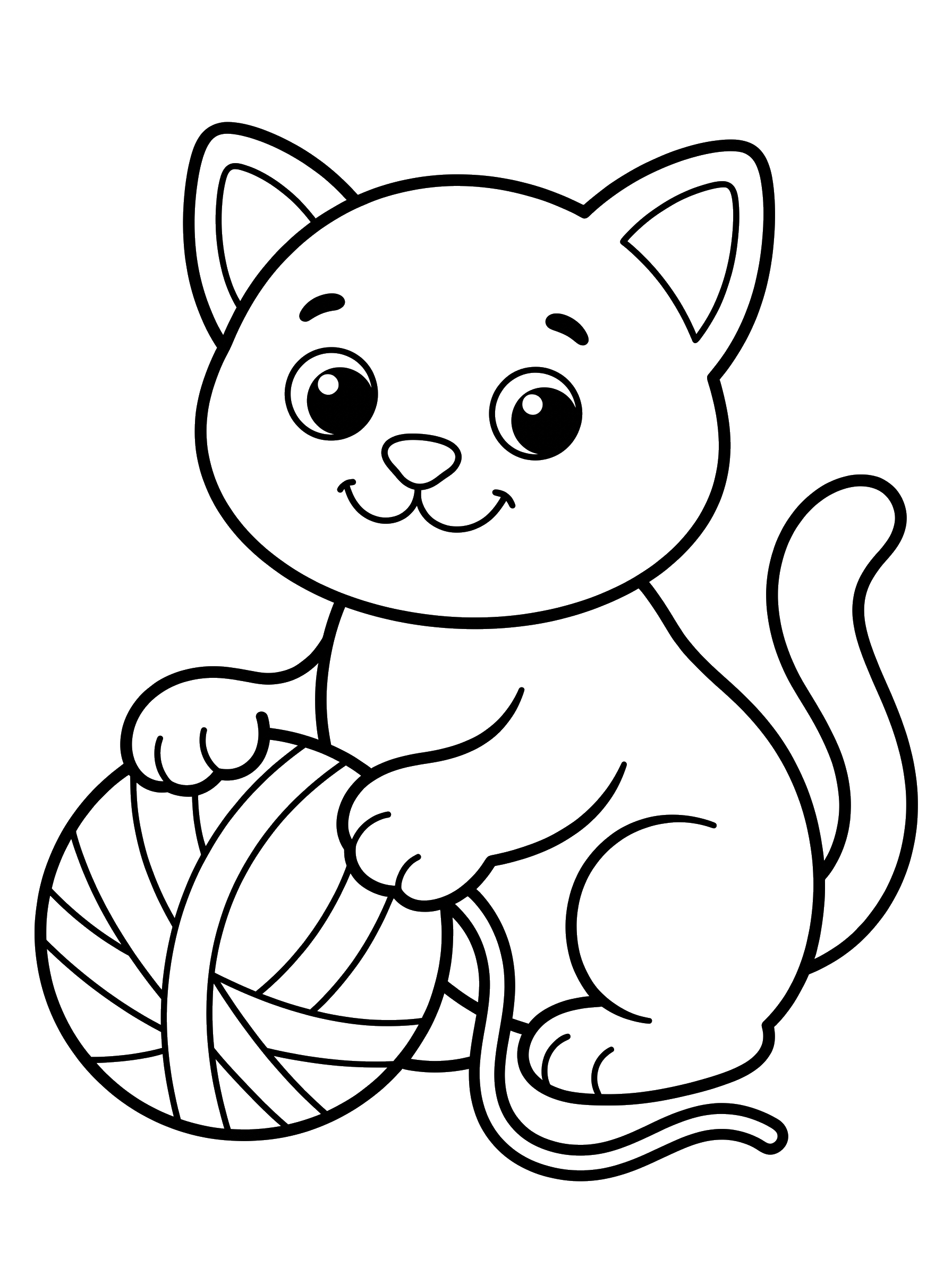 Kitten with a Ball of Yarn coloring page