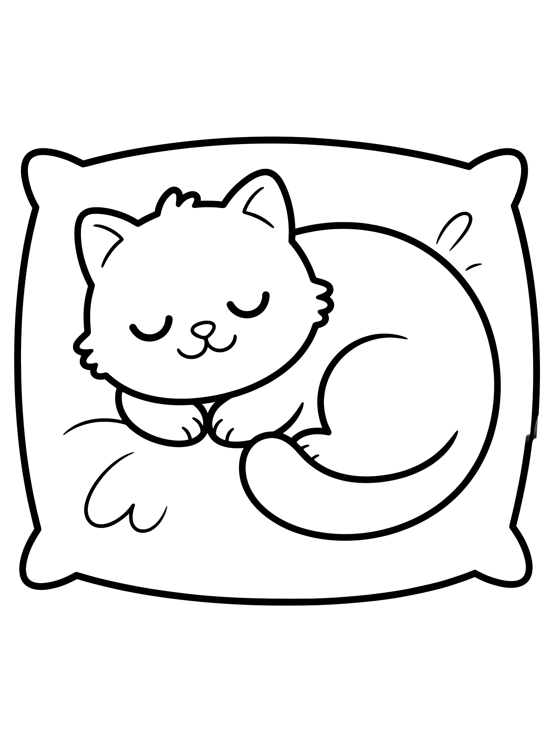 Kitty Napping on a Pillow coloring page