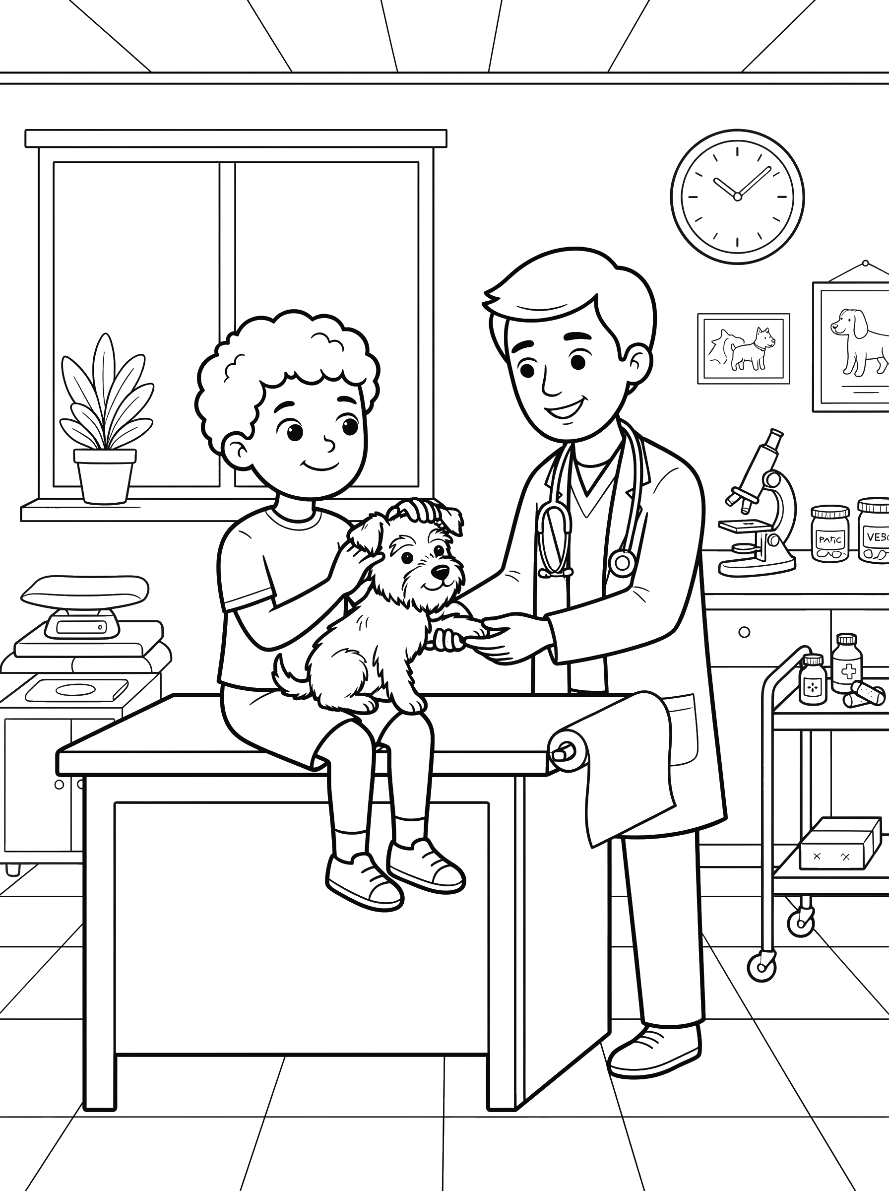 Puppy Visits the Vet coloring page