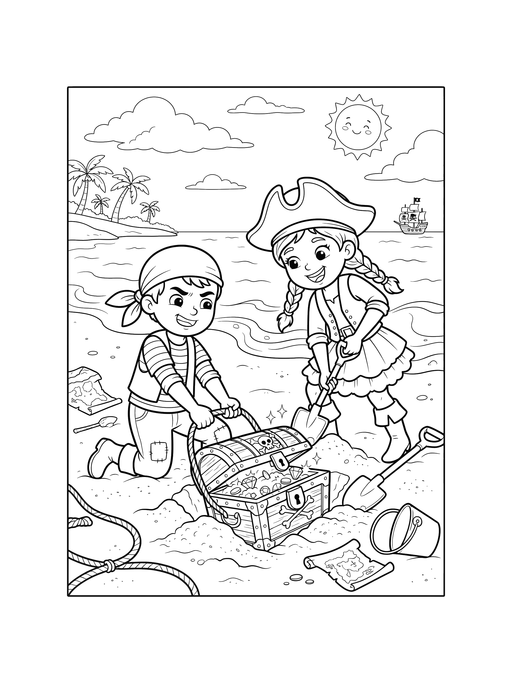 Digging for Treasure coloring page
