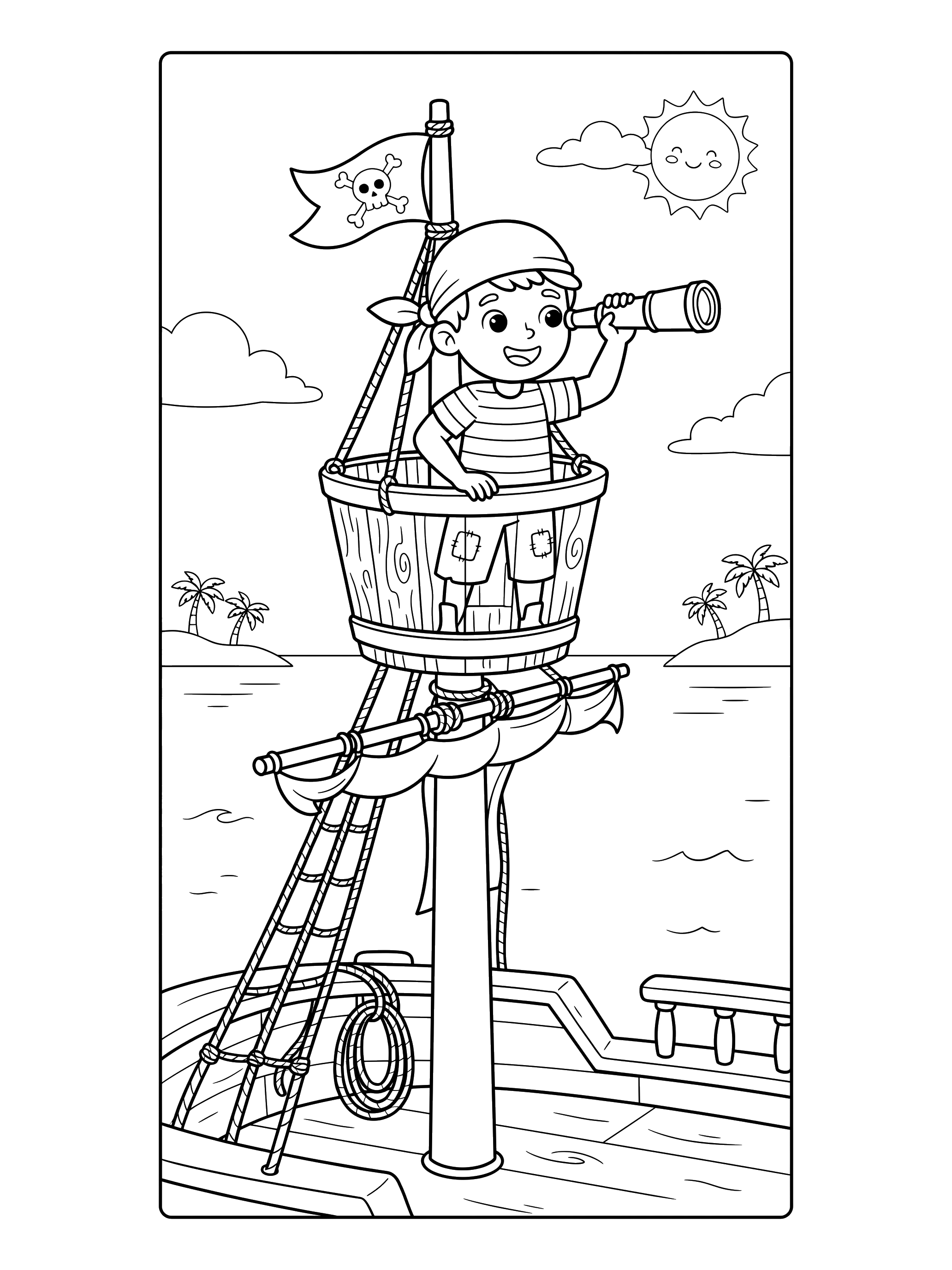 Lookout in the Crow's Nest coloring page