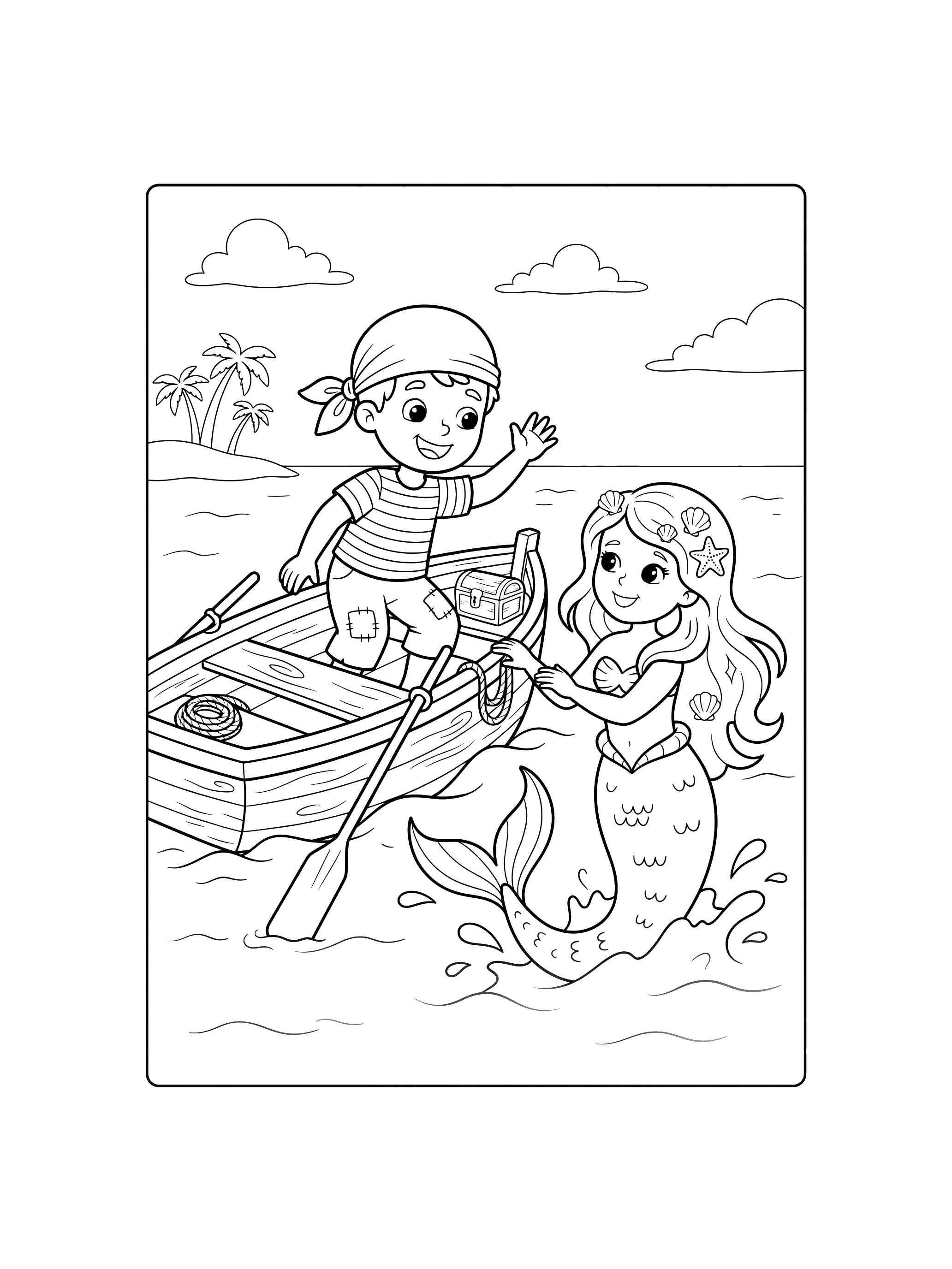 Pirate and Mermaid coloring page