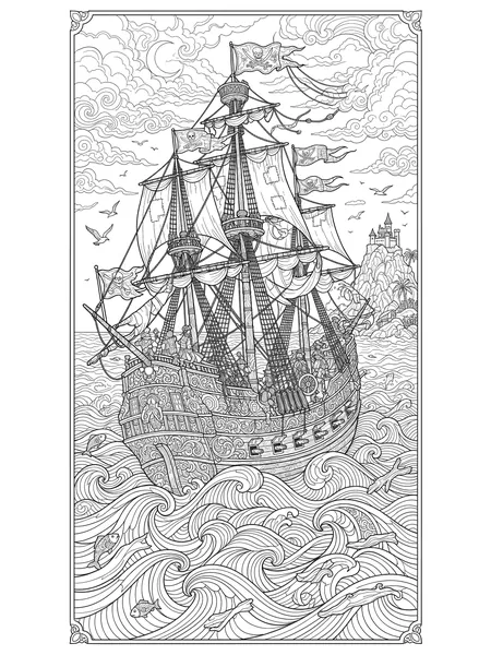 Pirate Galleon on Stormy Seas