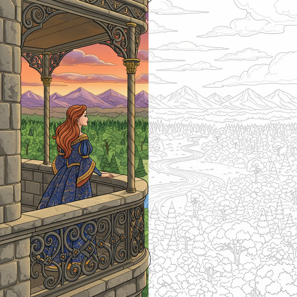 Princesa en el Balcón del Castillo