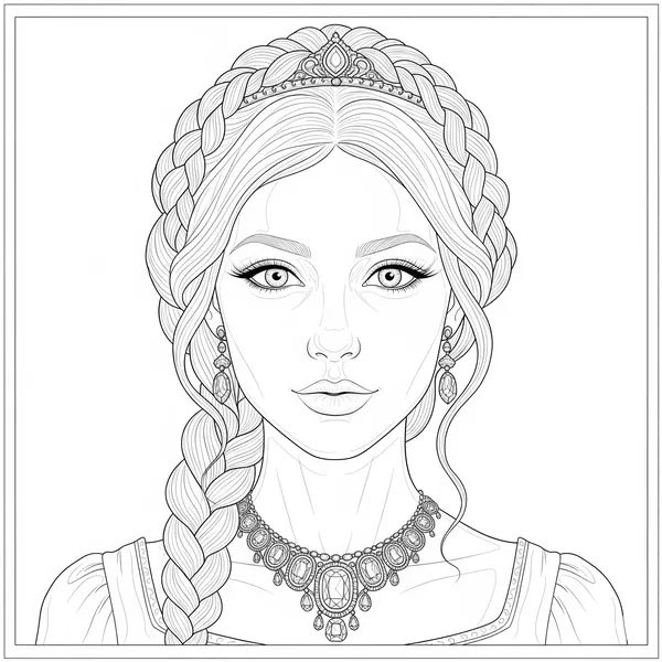 Detailed portrait of a princess with a necklace and elaborate hairstyle