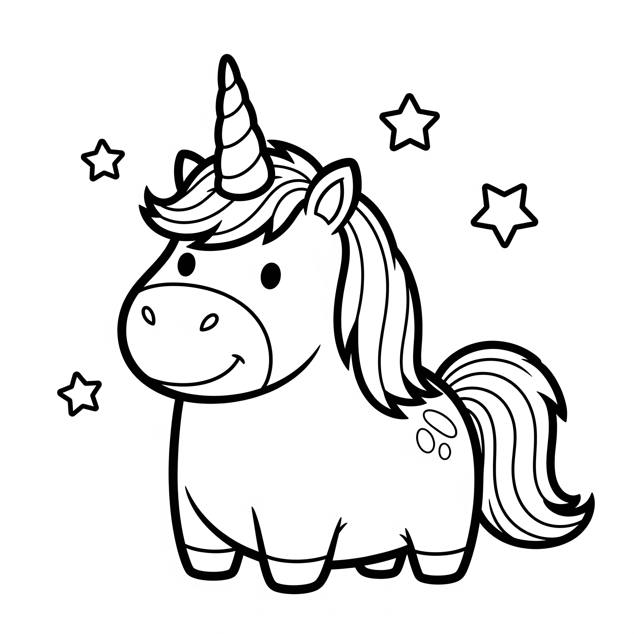 Unicornio de caricatura de perfil con crin ondulada