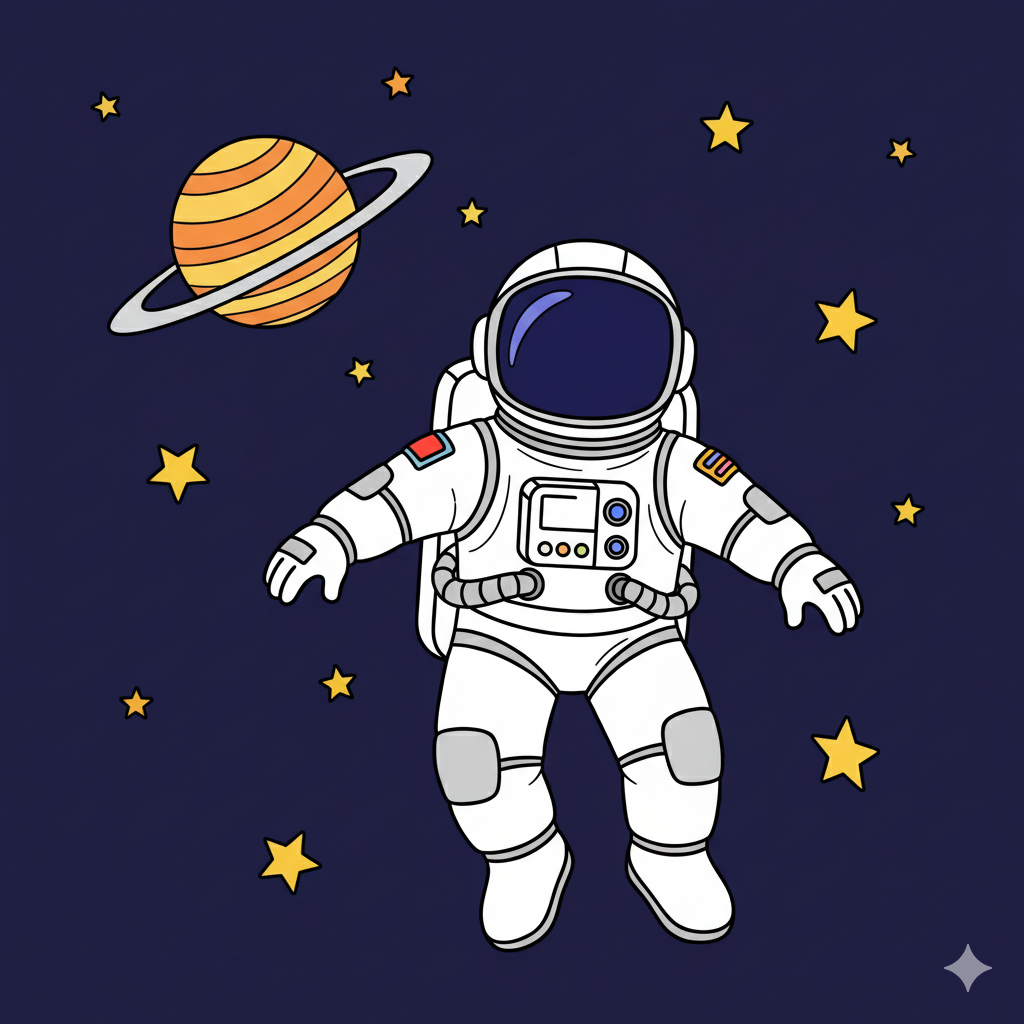 Astronauta con traje blanco sobre un fondo de espacio oscuro
