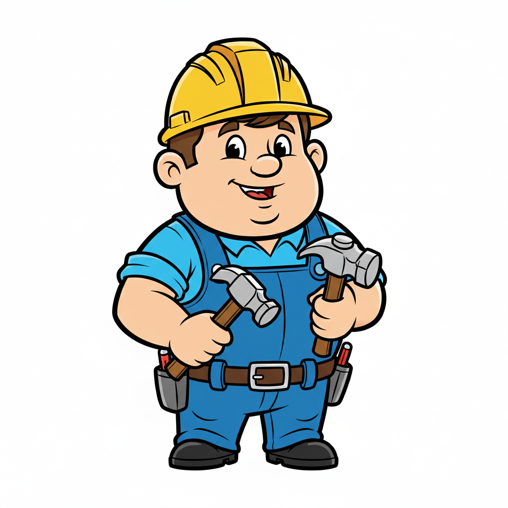 Constructor coloreado con casco amarillo y camisa a cuadros