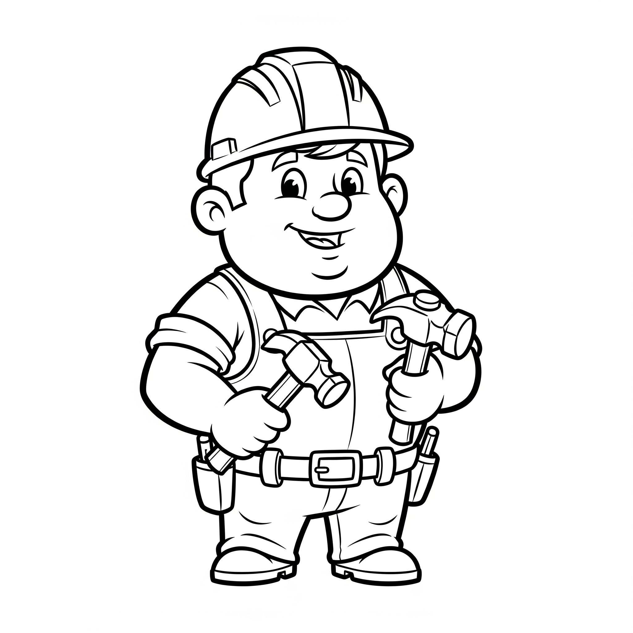 Trabajador de la construcción con casco y martillo
