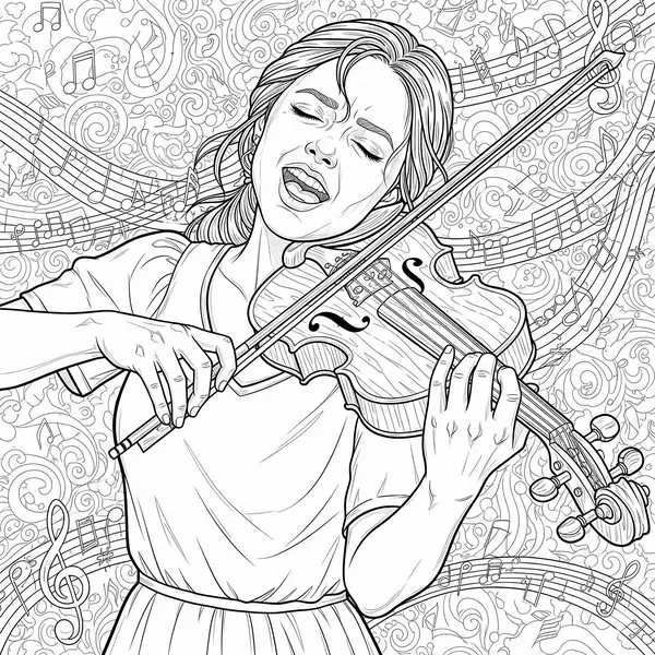 Violinist playing a detailed violin with a focused expression