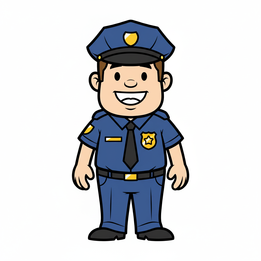 Policía coloreado con un uniforme azul clásico
