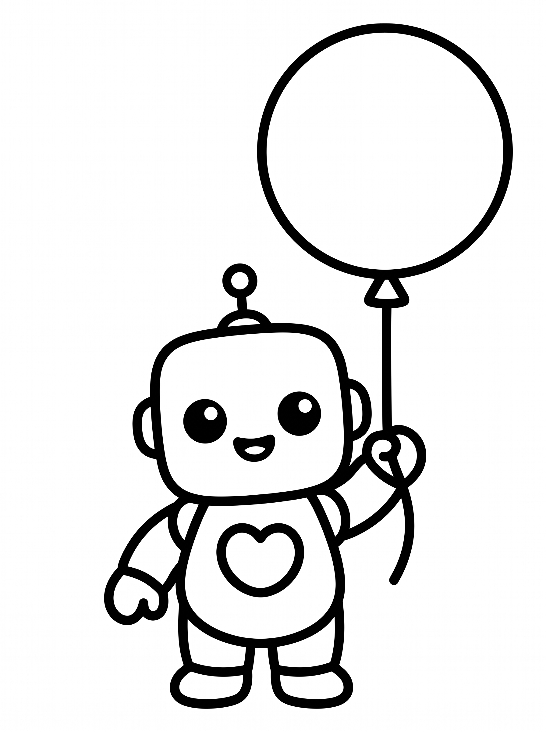 Baby Robot with a Balloon coloring page