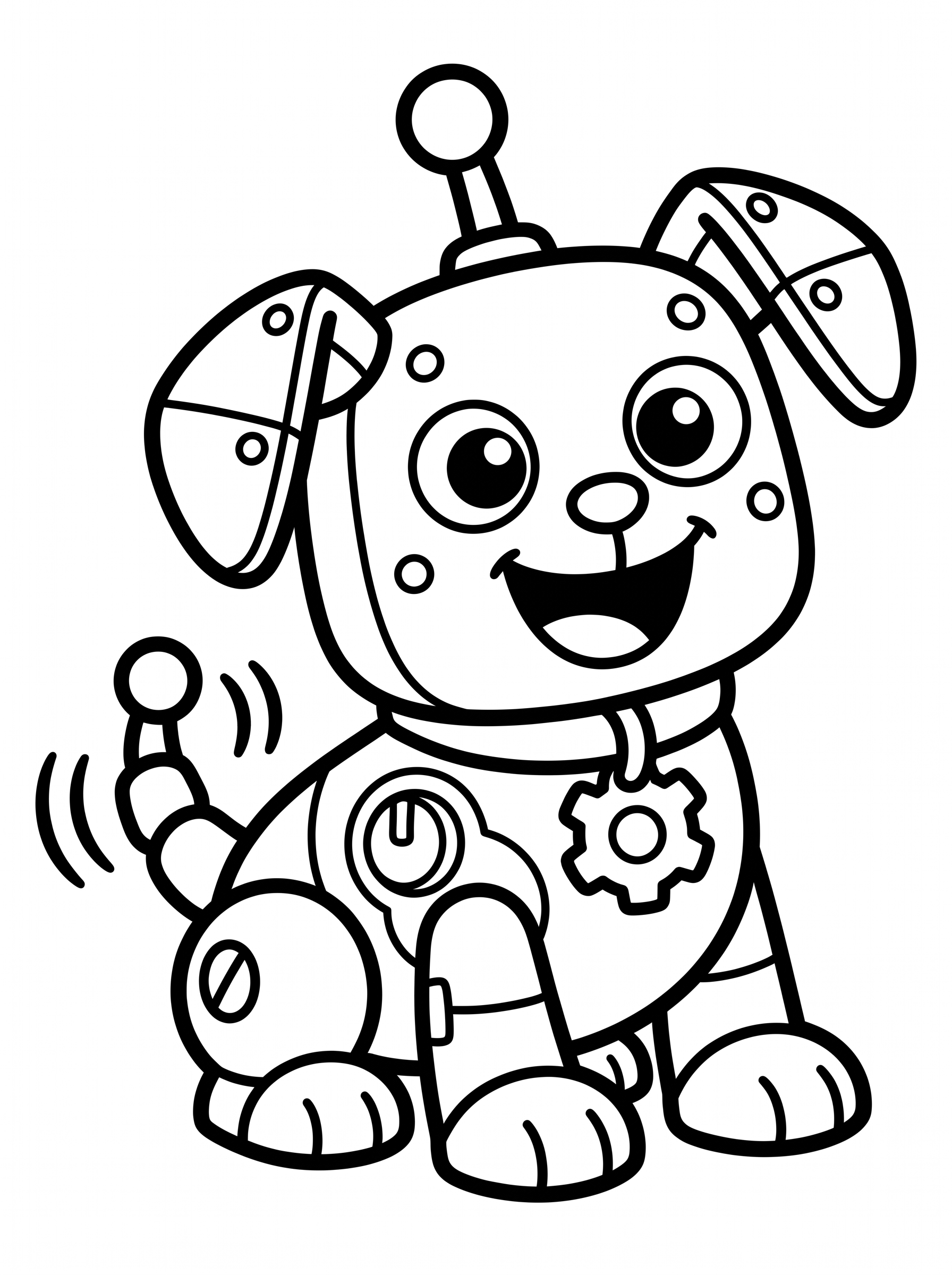 Happy Robot Puppy coloring page
