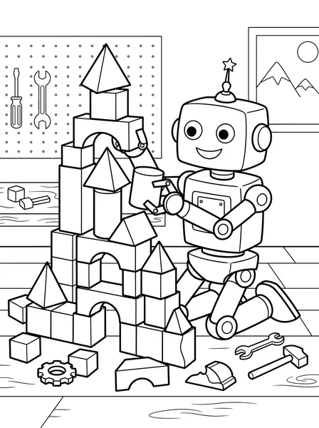 Robot Builder coloring page