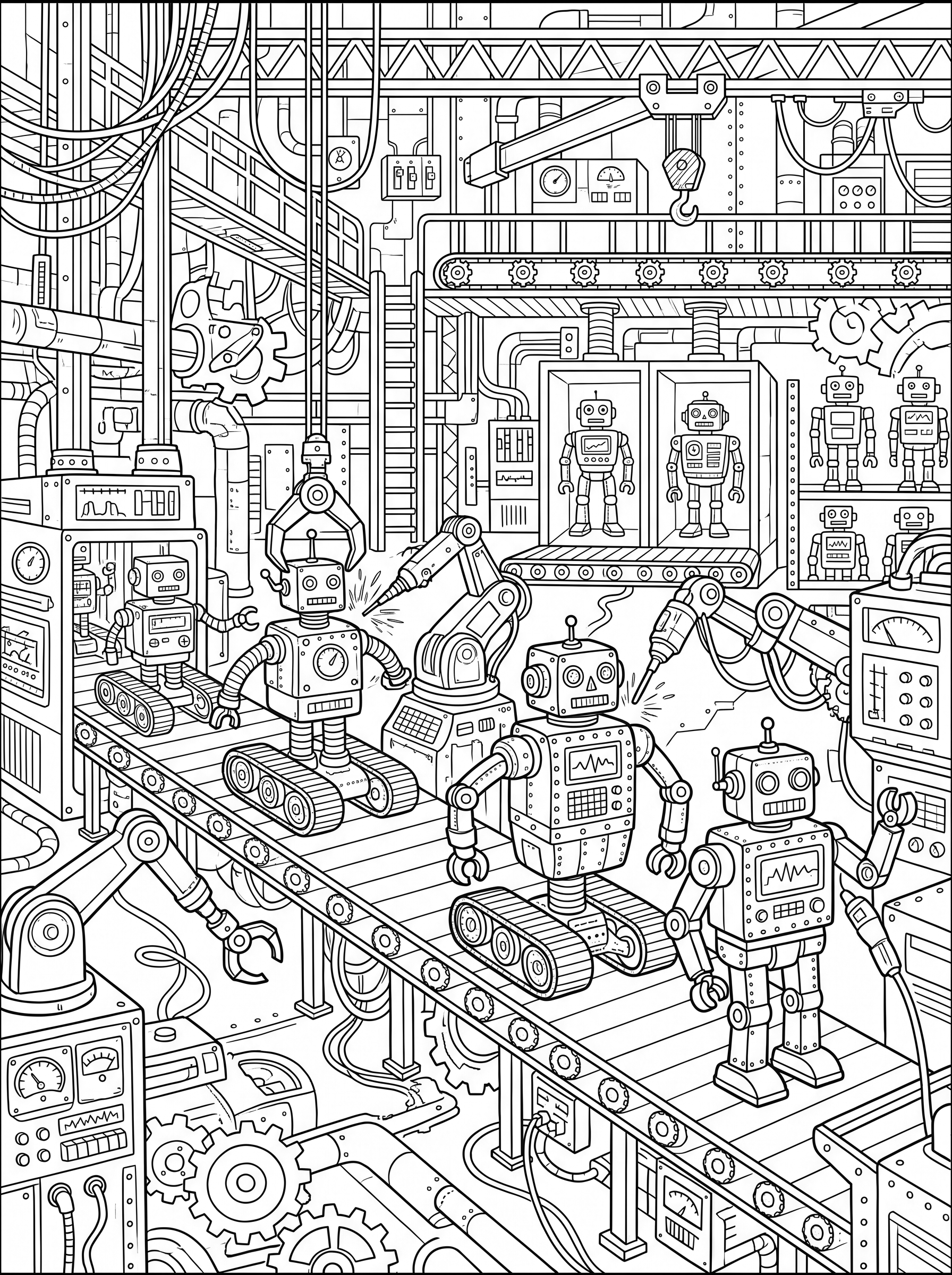 Robot Factory coloring page