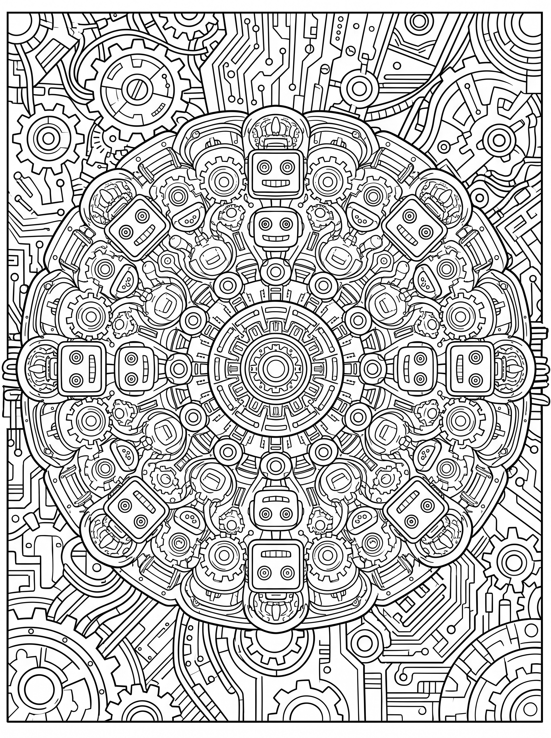 Robot Mandala coloring page