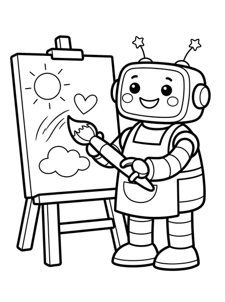 Robot Painter coloring page