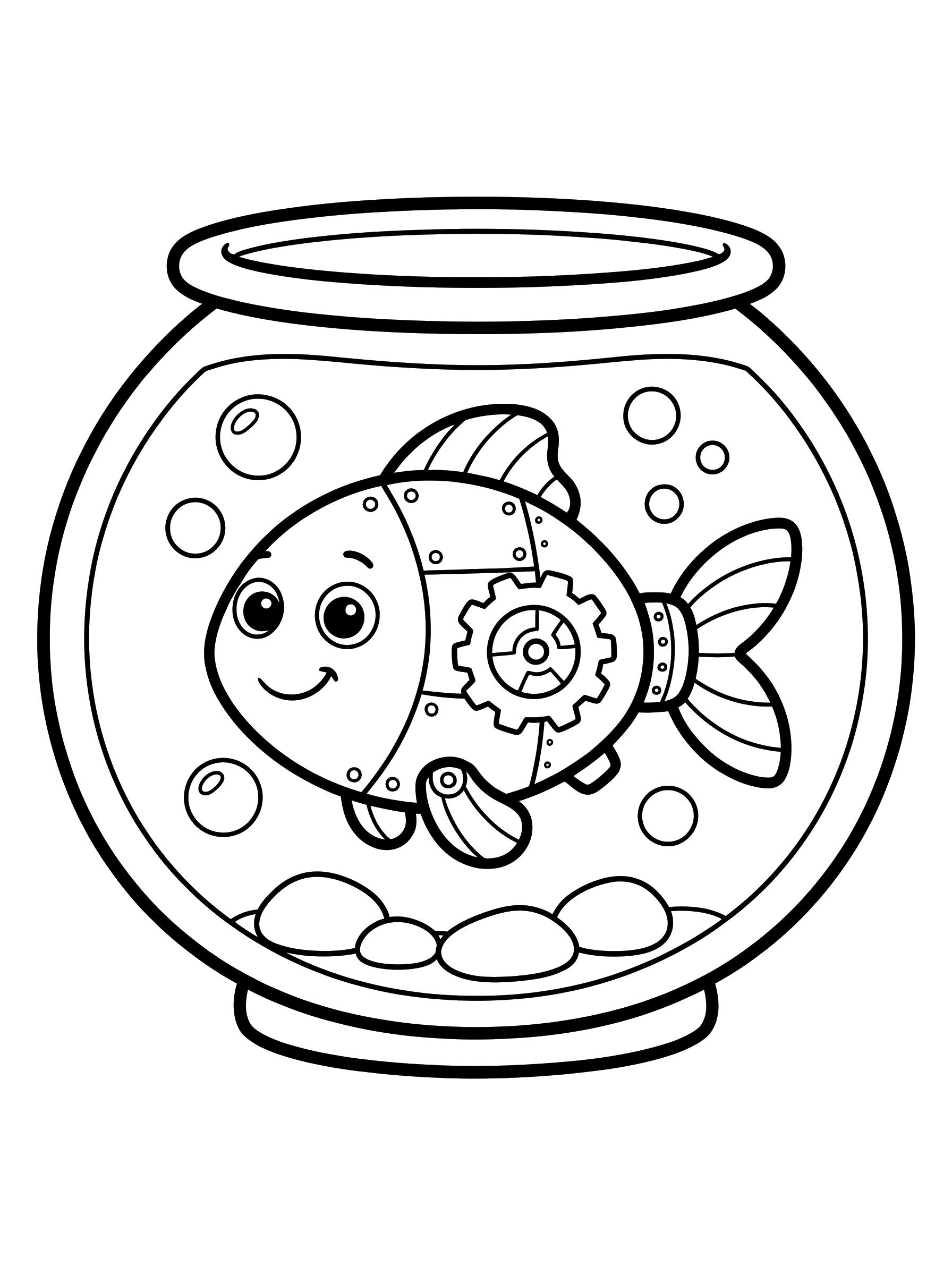 Robot Pet Fish in a Bowl coloring page