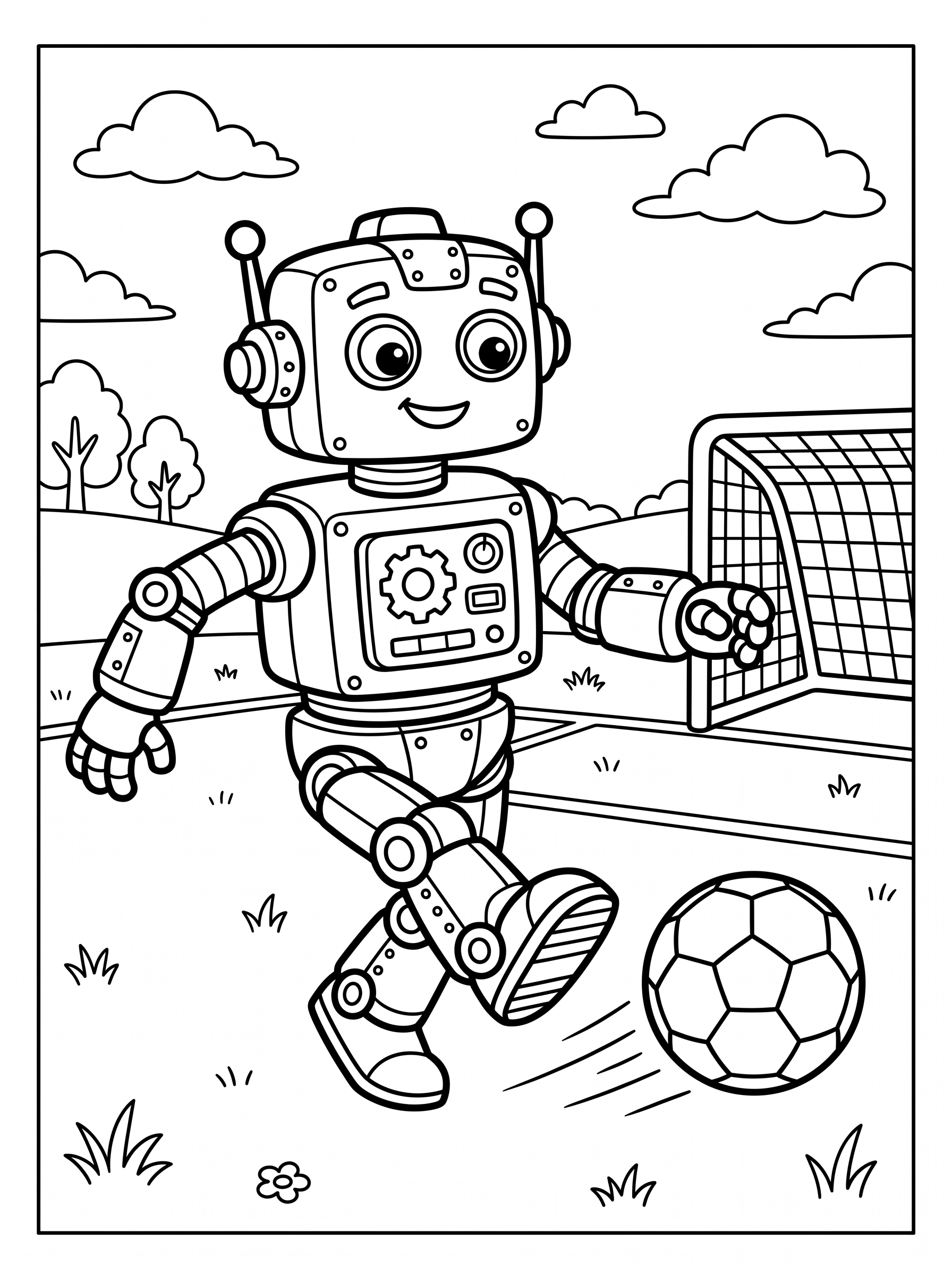 Robot Soccer Player coloring page