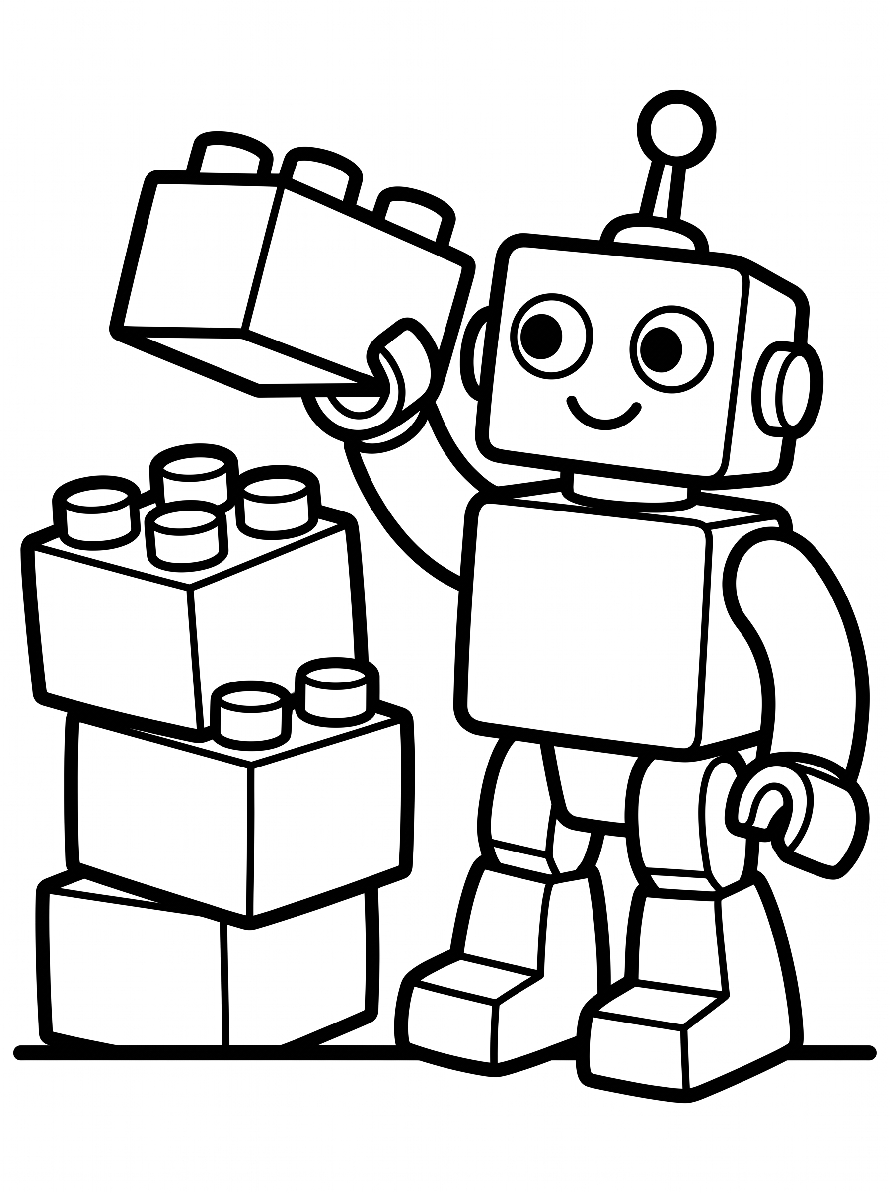 Robot Stacking Building Blocks coloring page