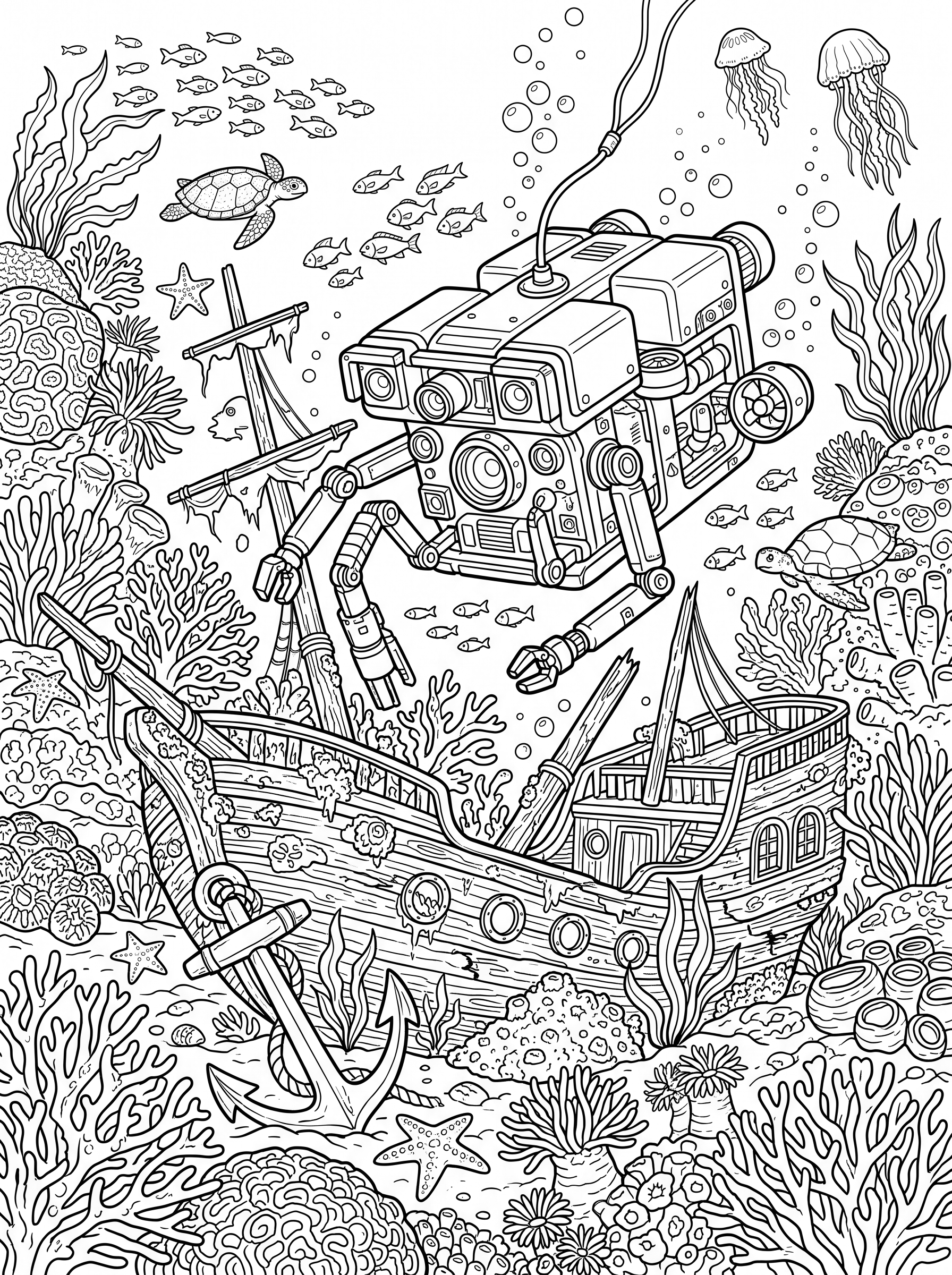 Underwater Explorer Robot coloring page