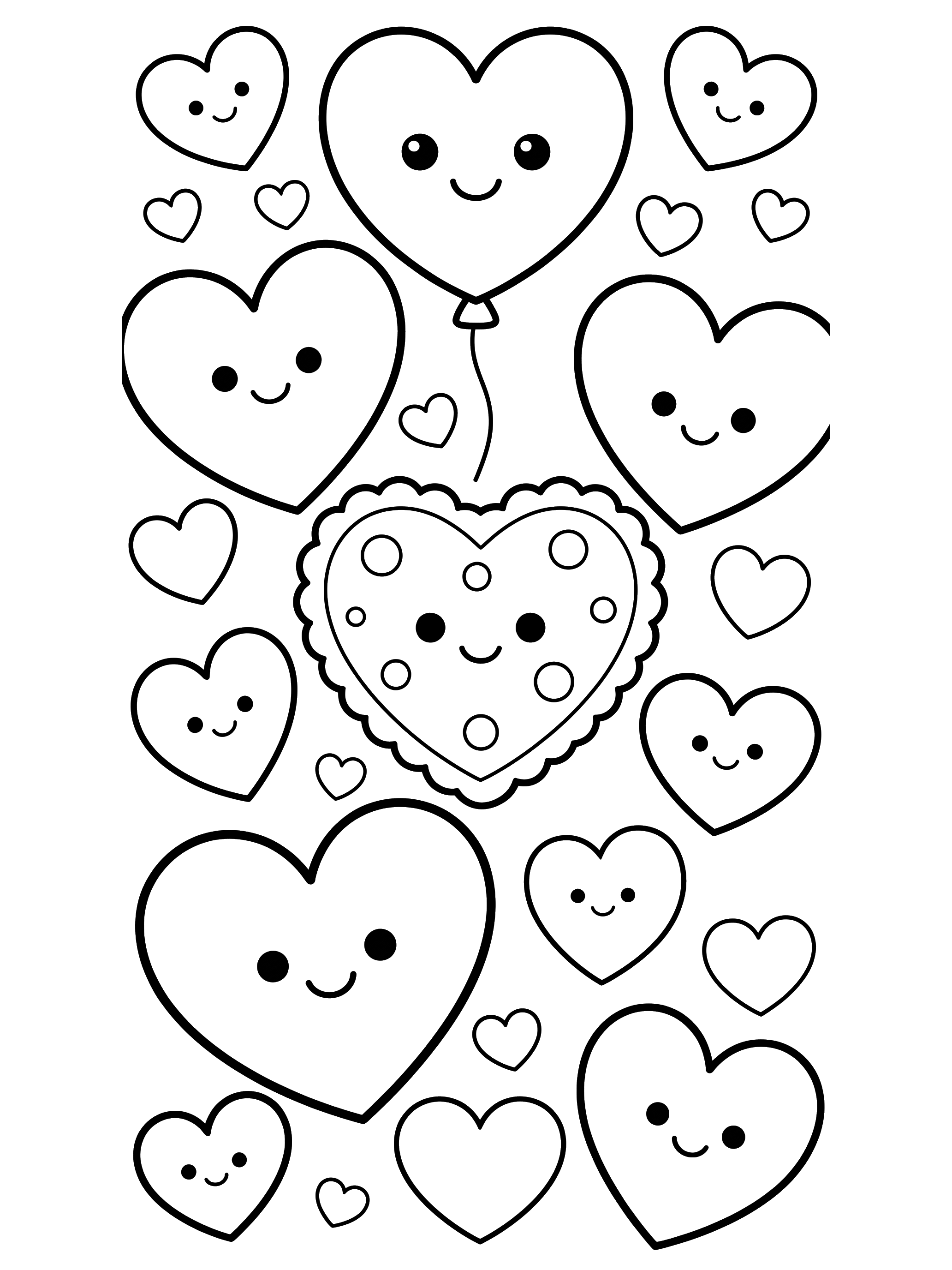 Hearts Big and Small coloring page