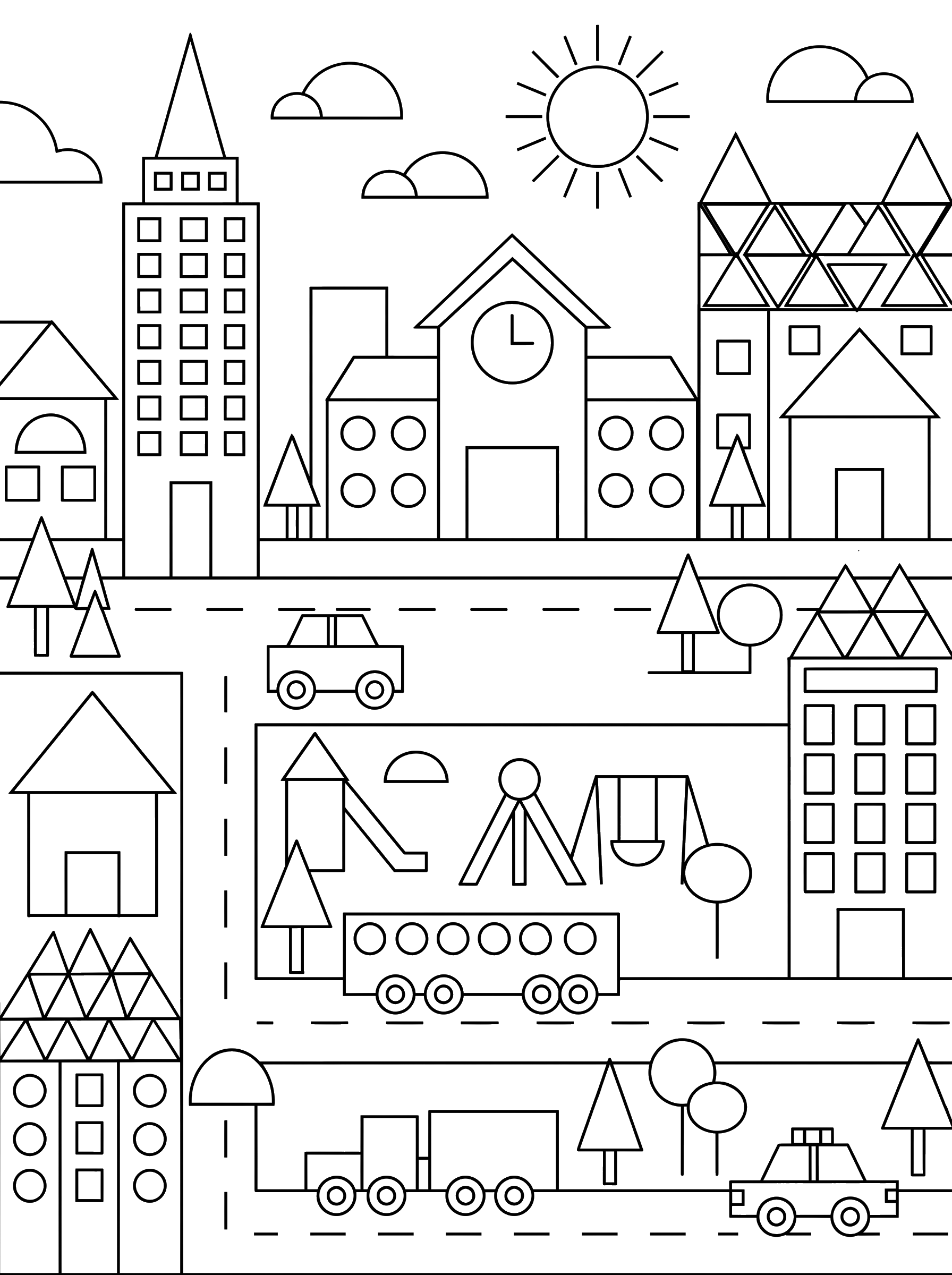 Shape City coloring page
