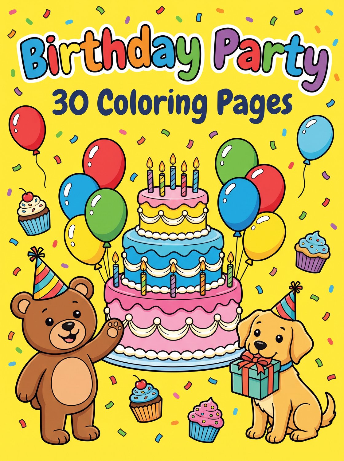 Birthday Party printable coloring book cover