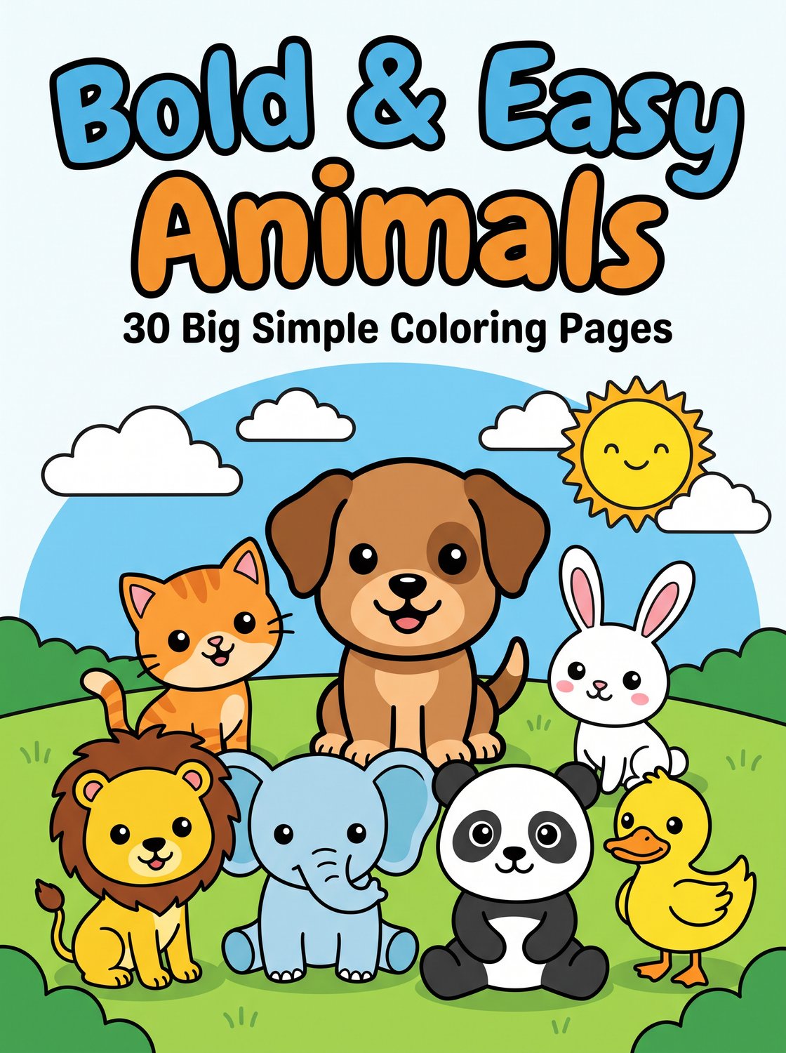 Bold & Easy Animals printable coloring book cover