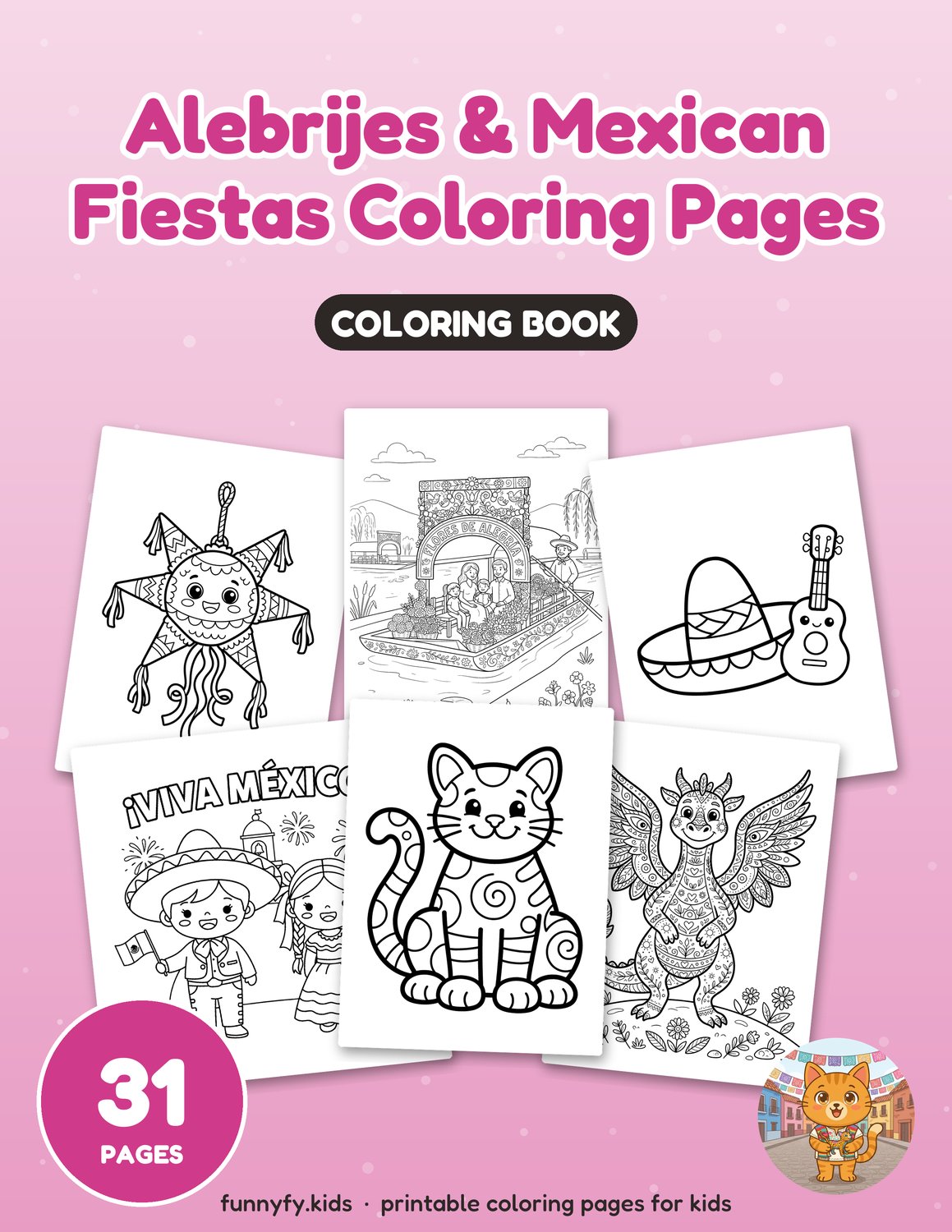 Alebrijes & Mexican Fiestas printable coloring book cover