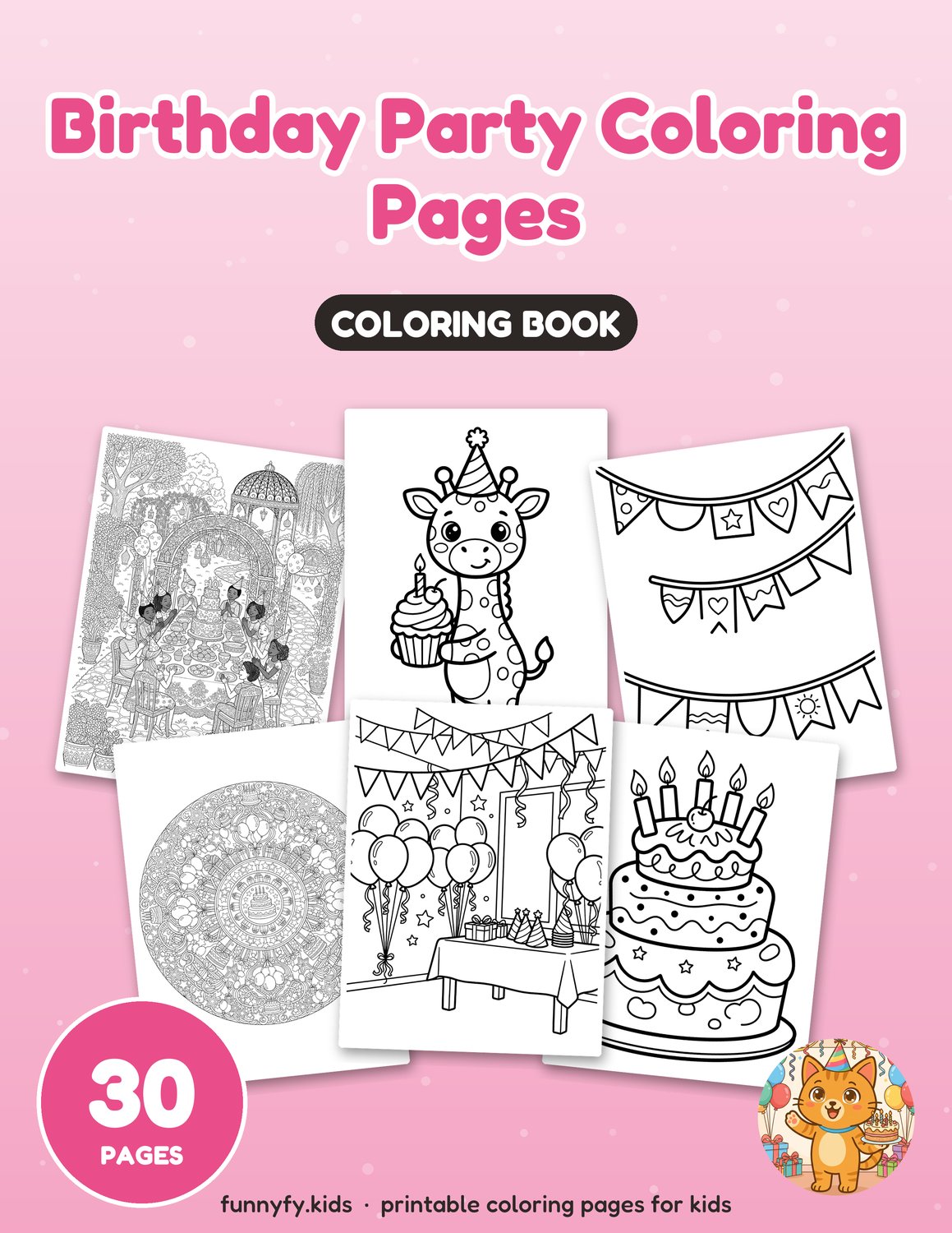 Birthday Party printable coloring book cover