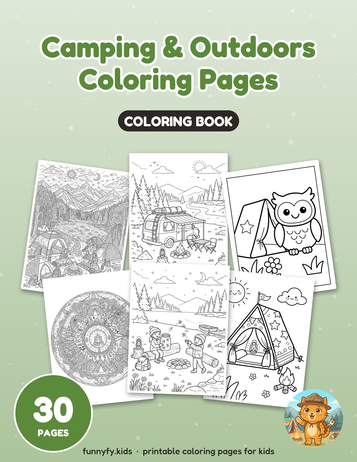 Camping & Outdoors printable coloring book cover