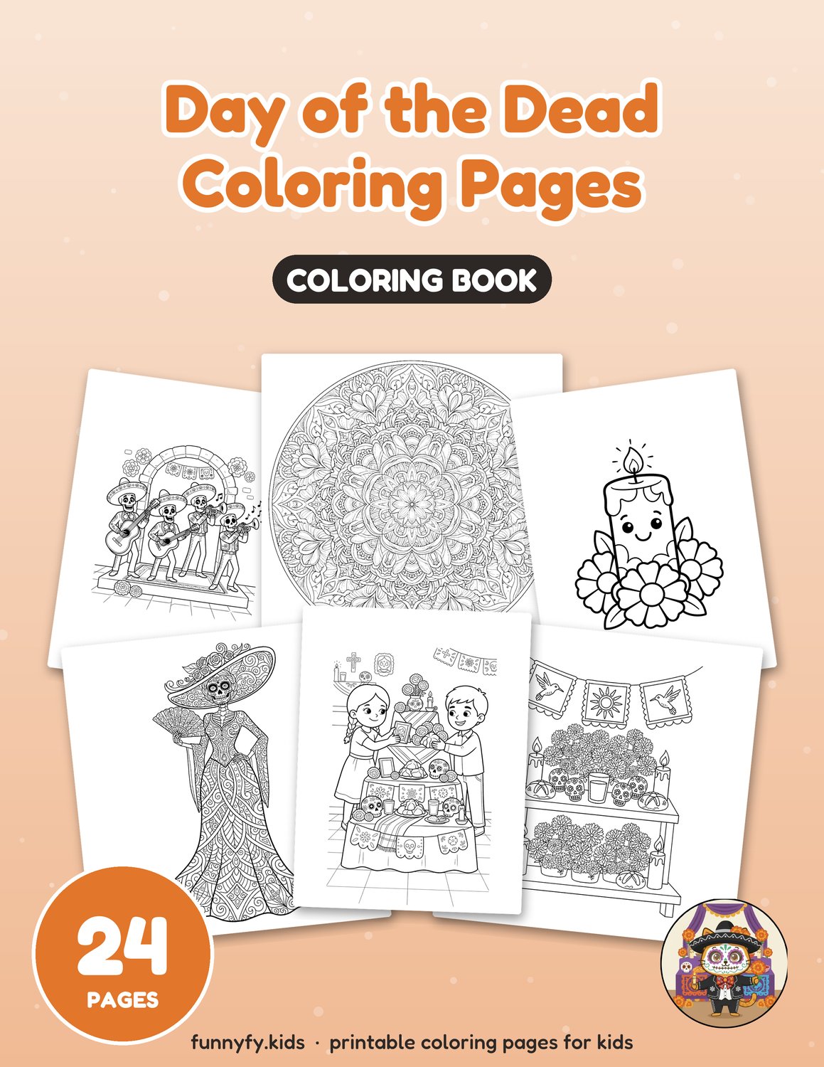 Day of the Dead printable coloring book cover