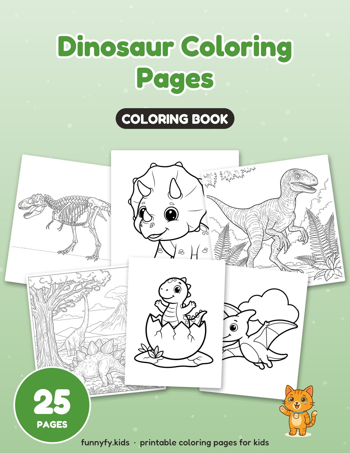 Dinosaur printable coloring book cover