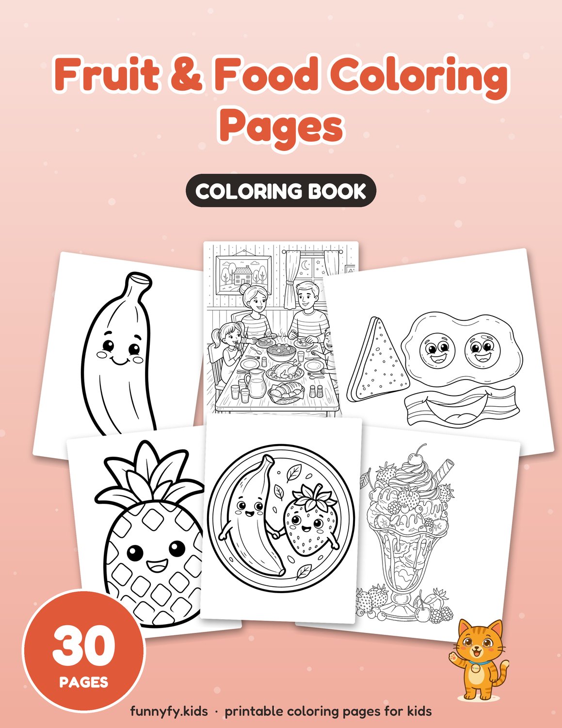 Fruit & Food printable coloring book cover