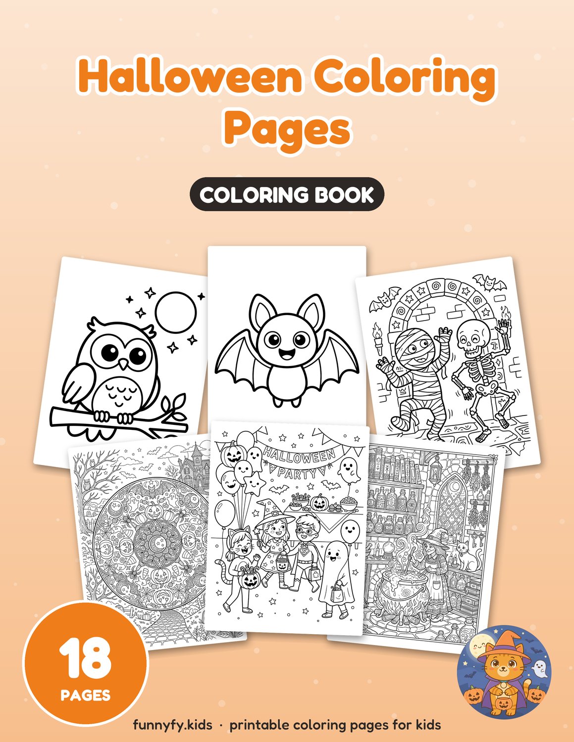 Halloween printable coloring book cover