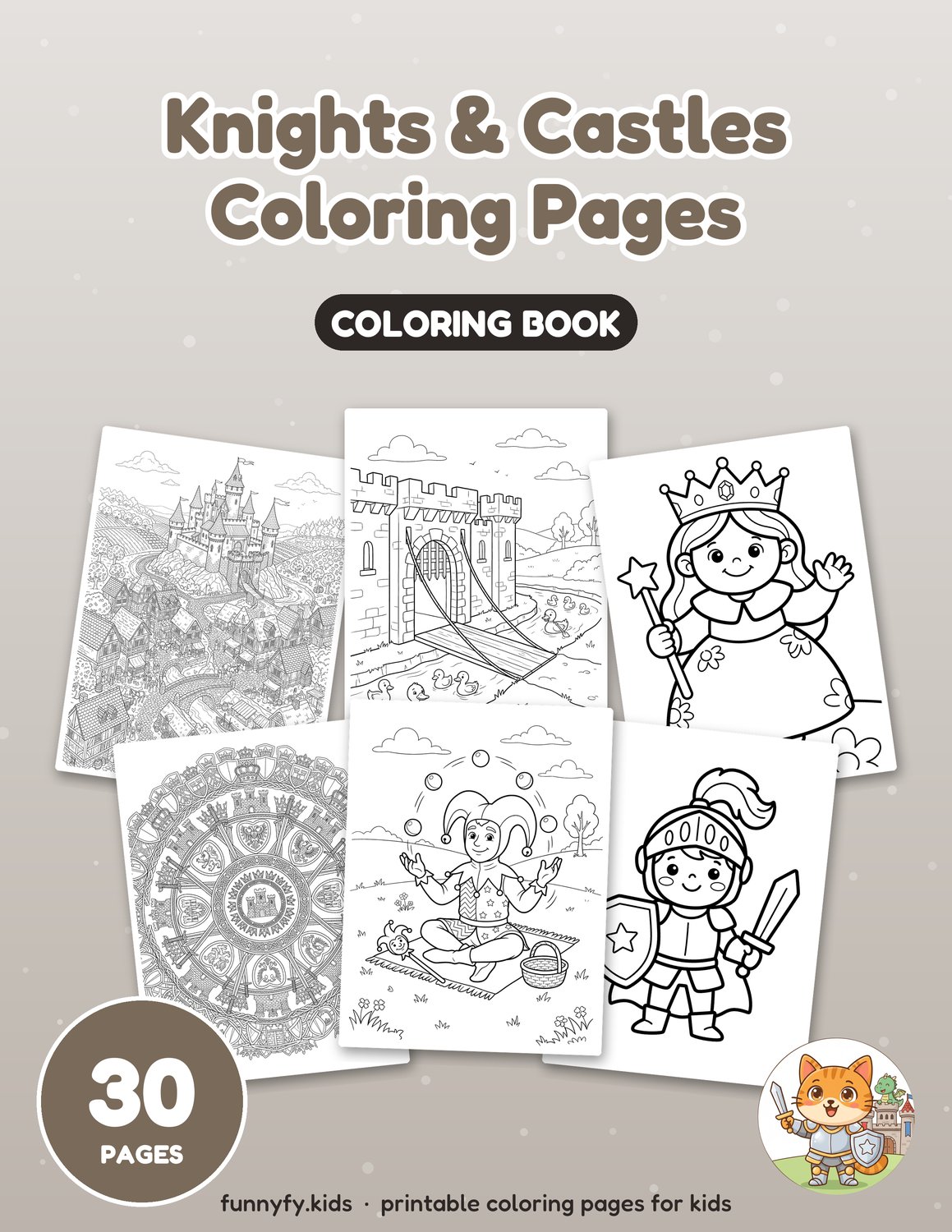 Knights & Castles printable coloring book cover