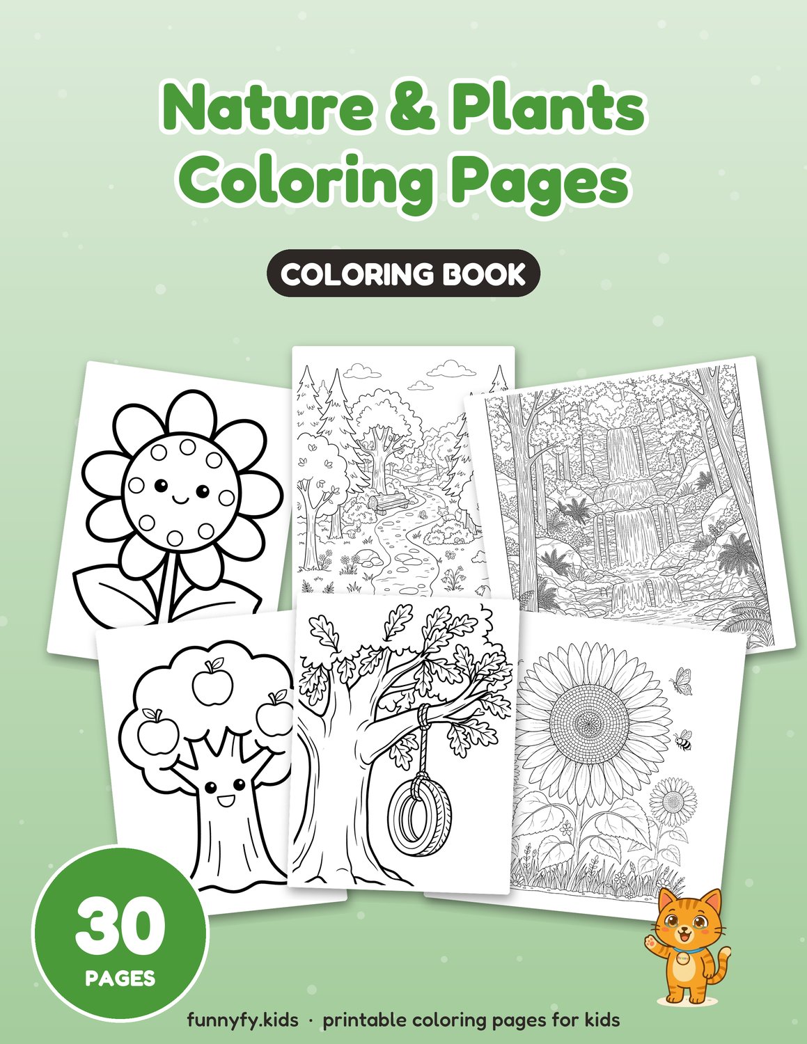 Nature & Plants printable coloring book cover