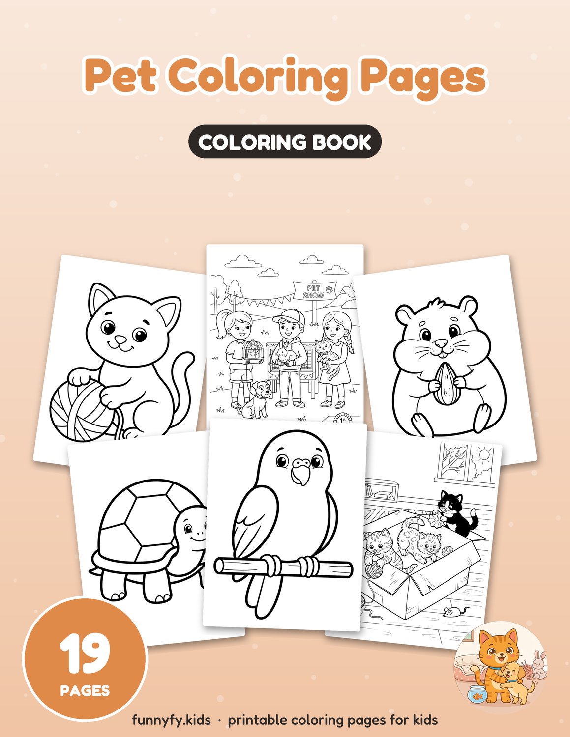Pet printable coloring book cover