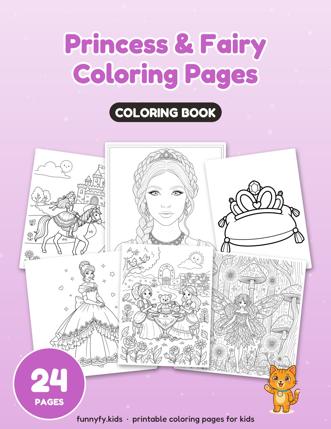 Princess & Fairy printable coloring book cover