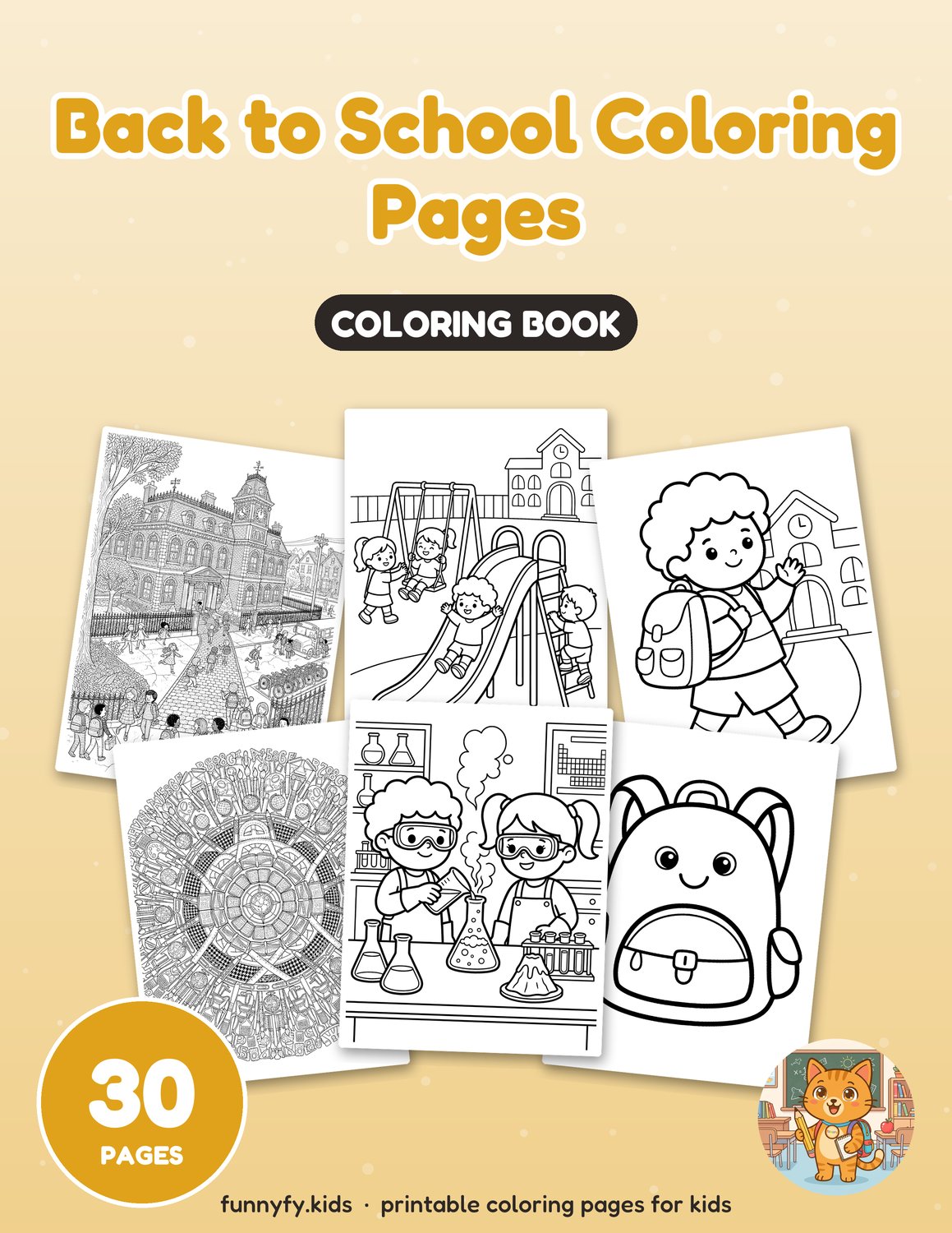 Back to School printable coloring book cover