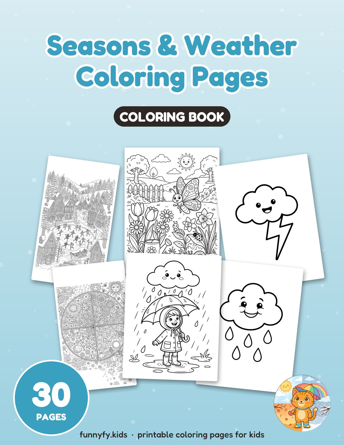 Seasons & Weather printable coloring book cover