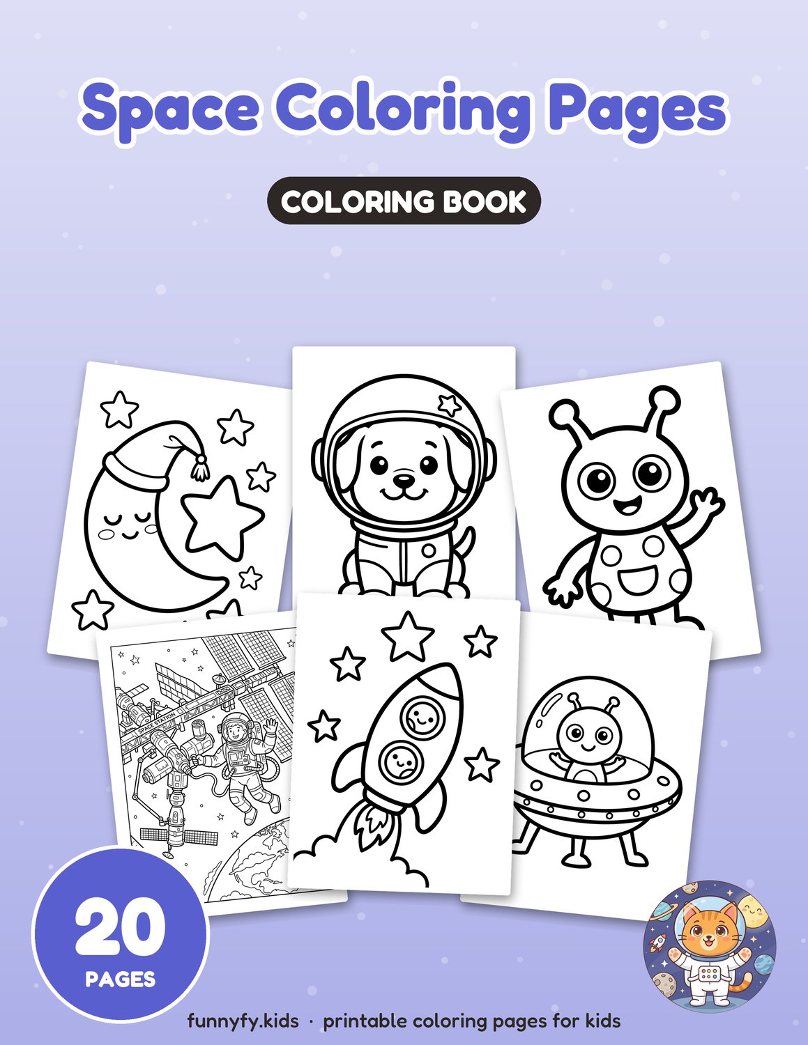 Space printable coloring book cover
