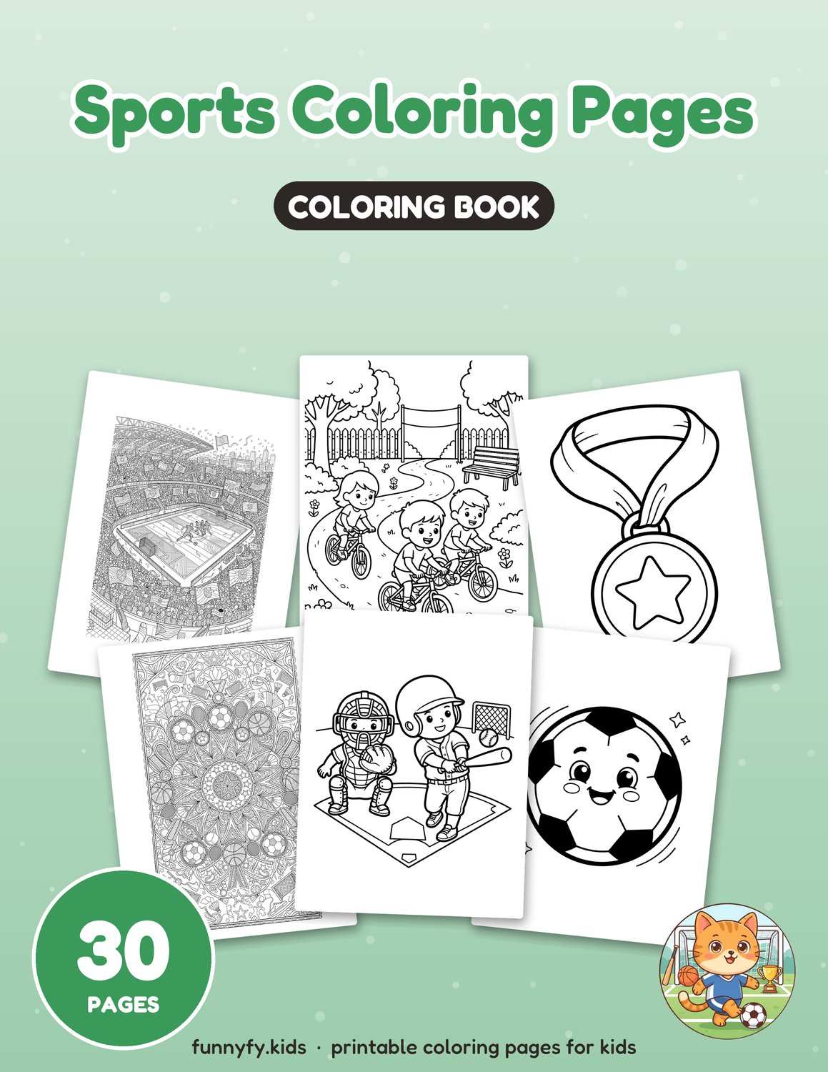 Sports printable coloring book cover