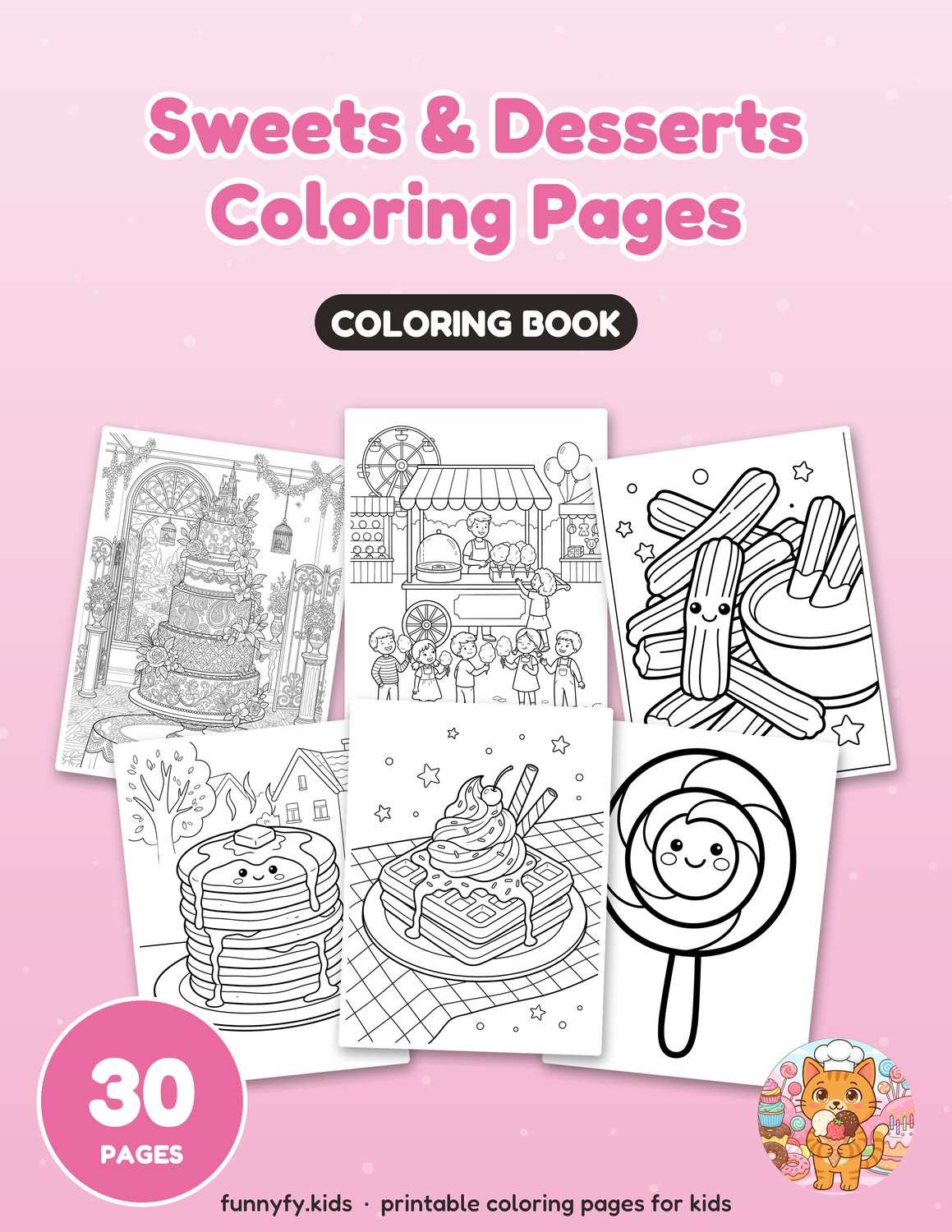 Sweets & Desserts printable coloring book cover