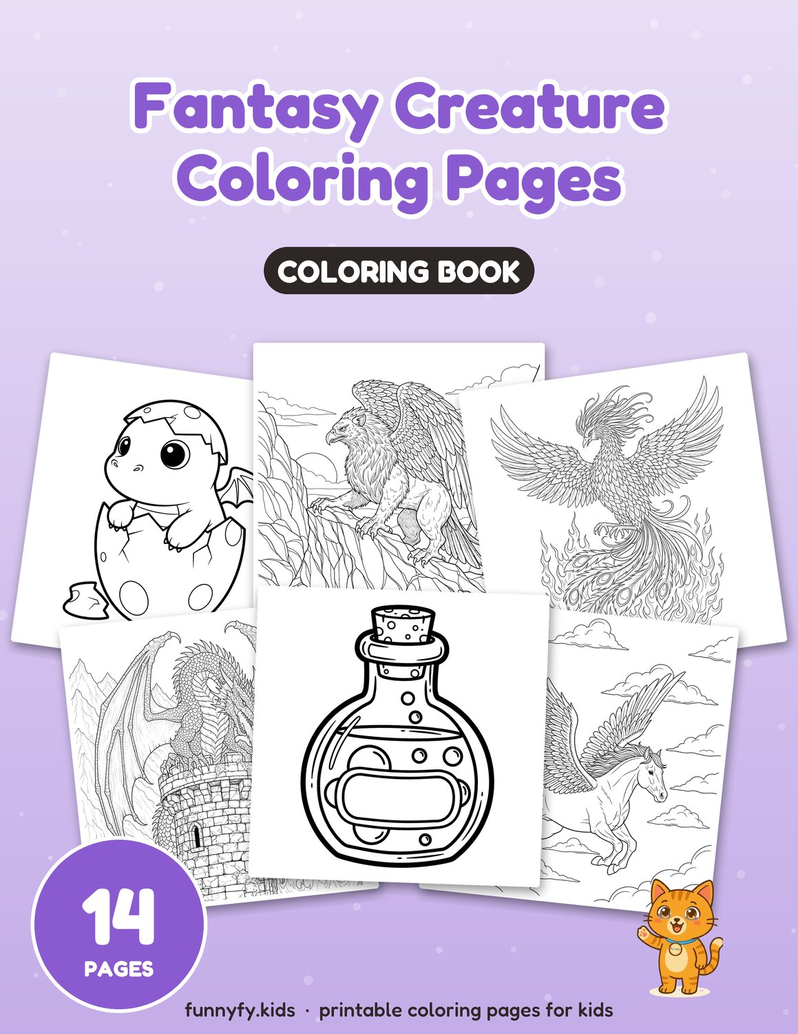 Fantasy Creature printable coloring book cover