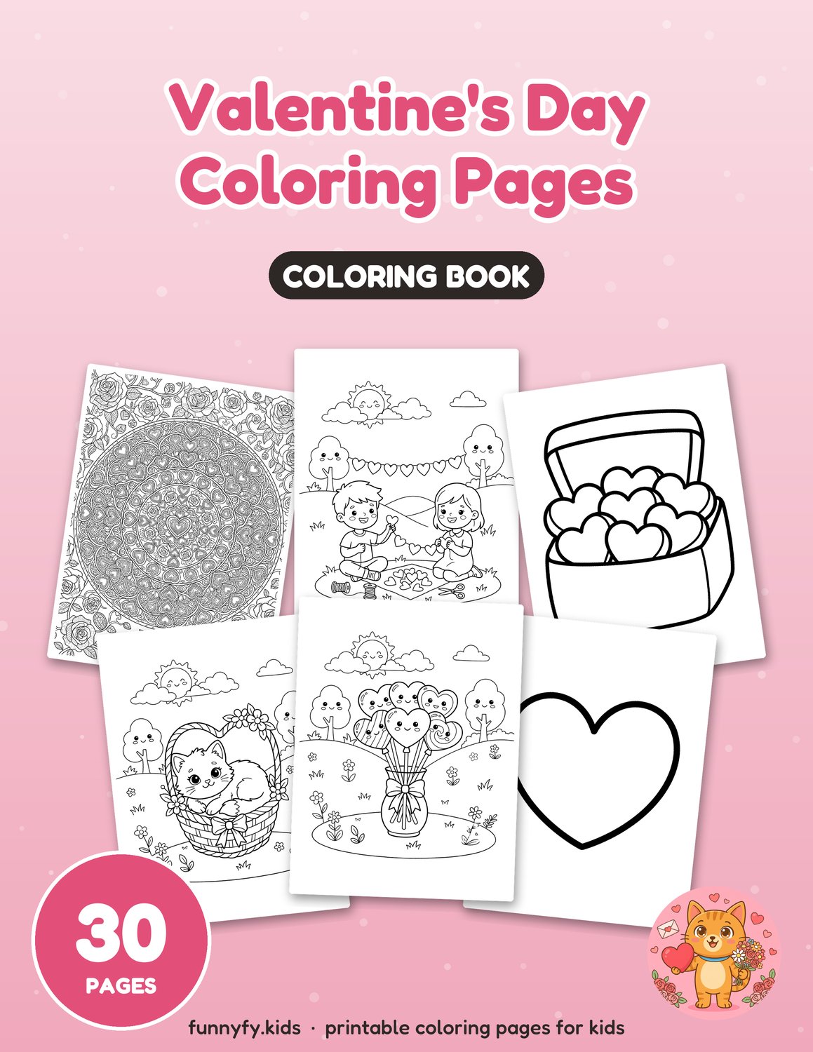 Valentine's Day printable coloring book cover