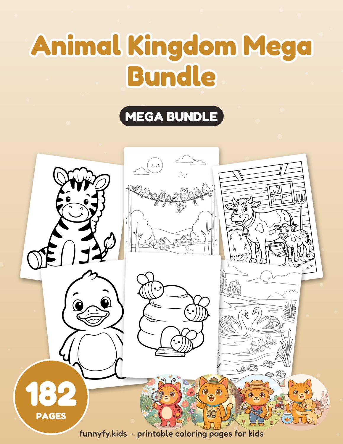Animal Kingdom printable coloring book cover