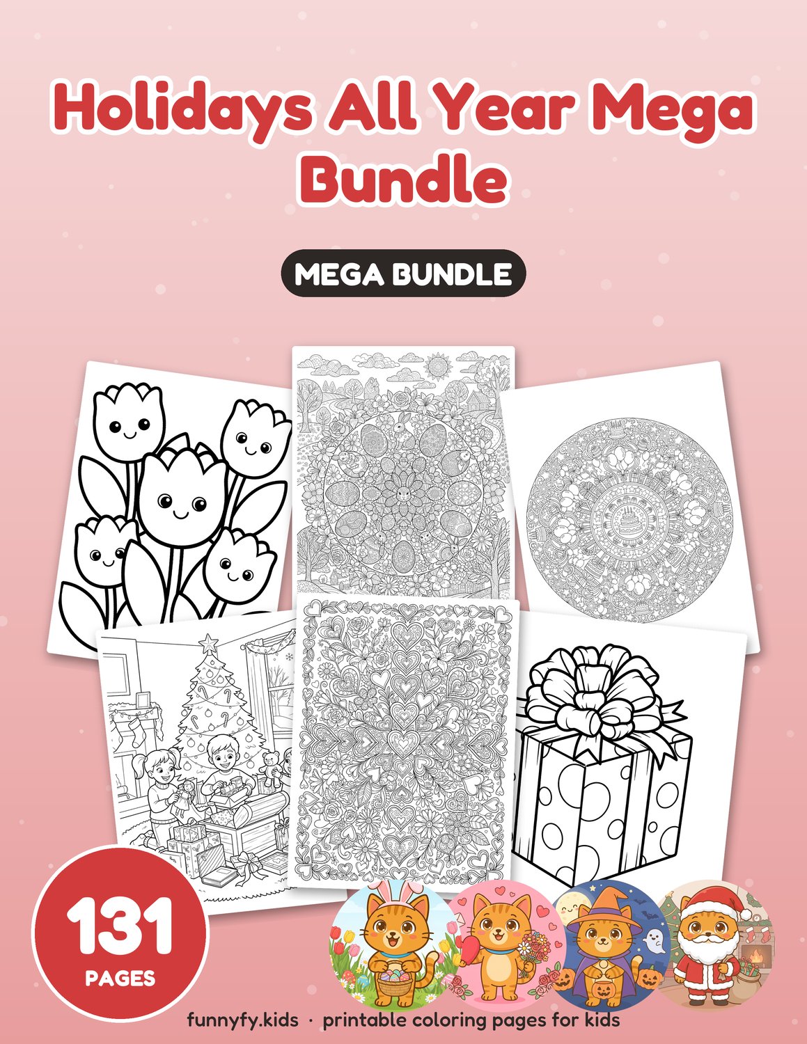 Holidays All Year printable coloring book cover